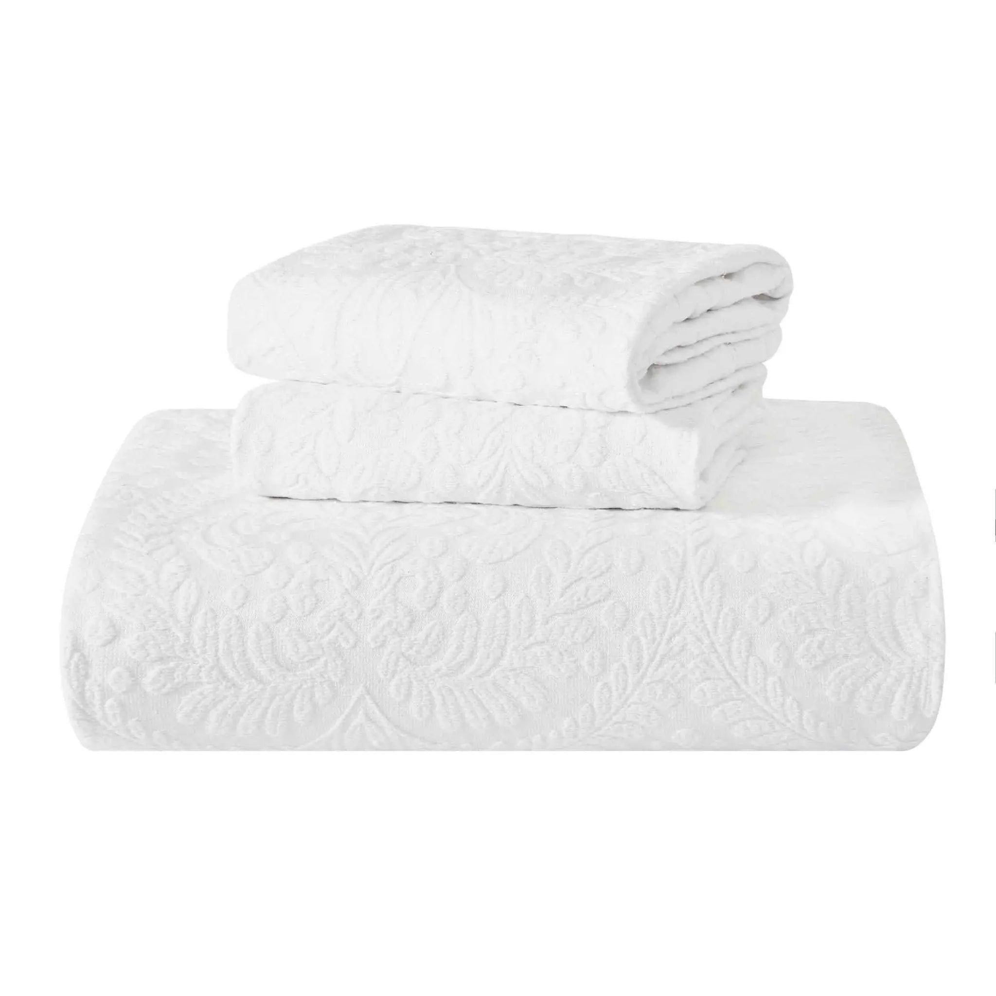 Aspen Cotton Blend Jacquard Woven Floral Scalloped Edges Bedspread Set