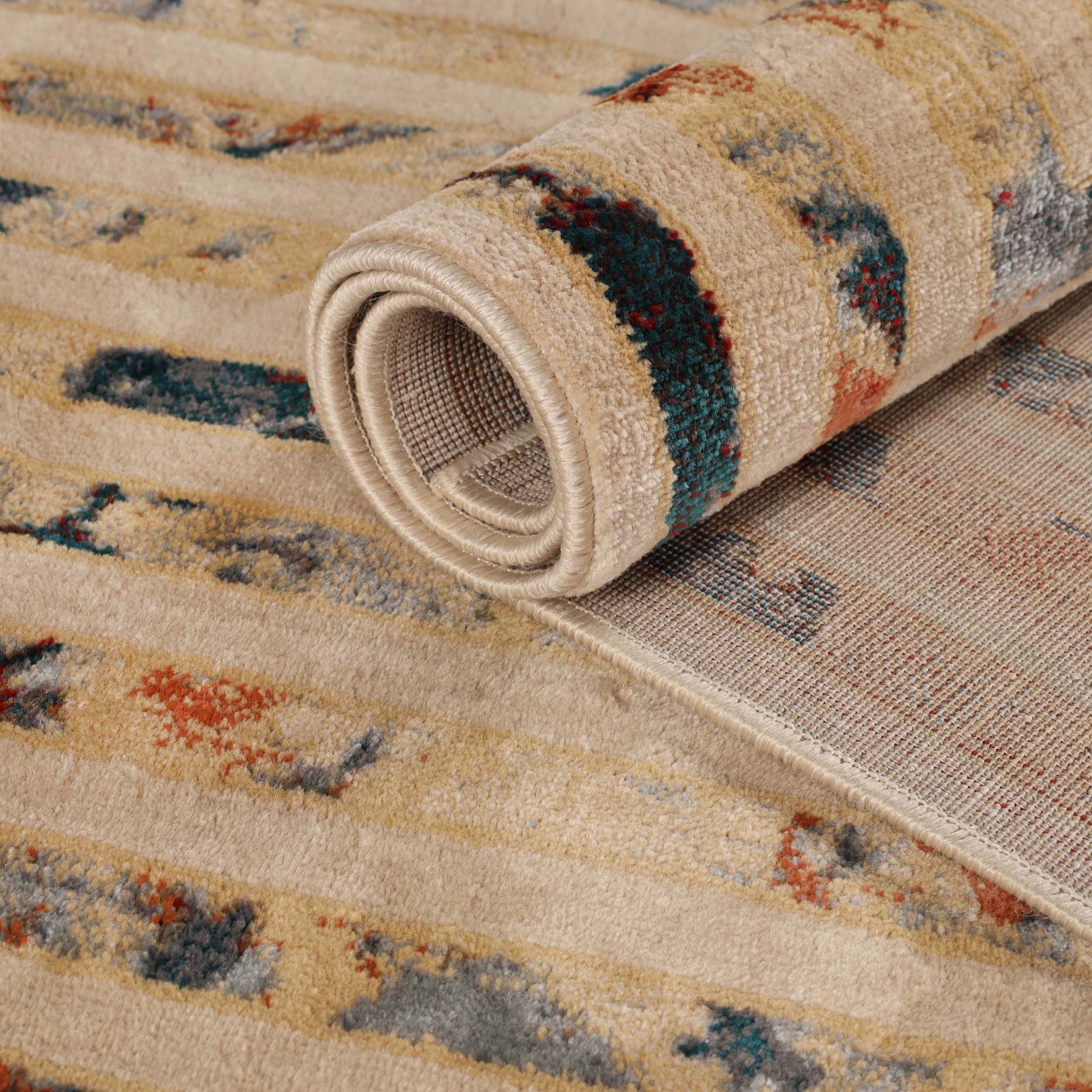 Modern Geometric Lines Abstract Boho Area Rug Or Runner - Blue Nile Mills