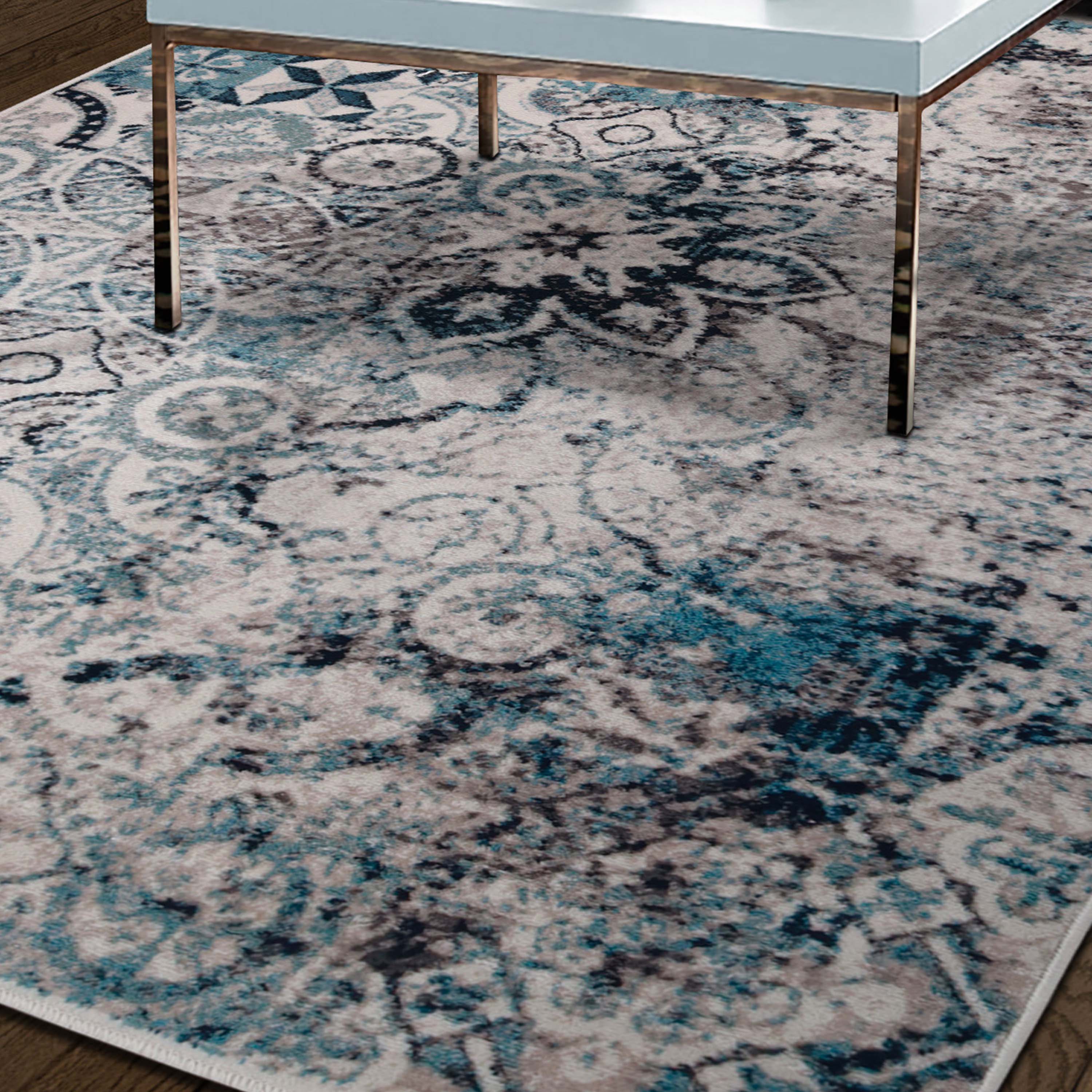 Rangoli Geometric Medallion Indoor Area Rug - Blue Nile Mills