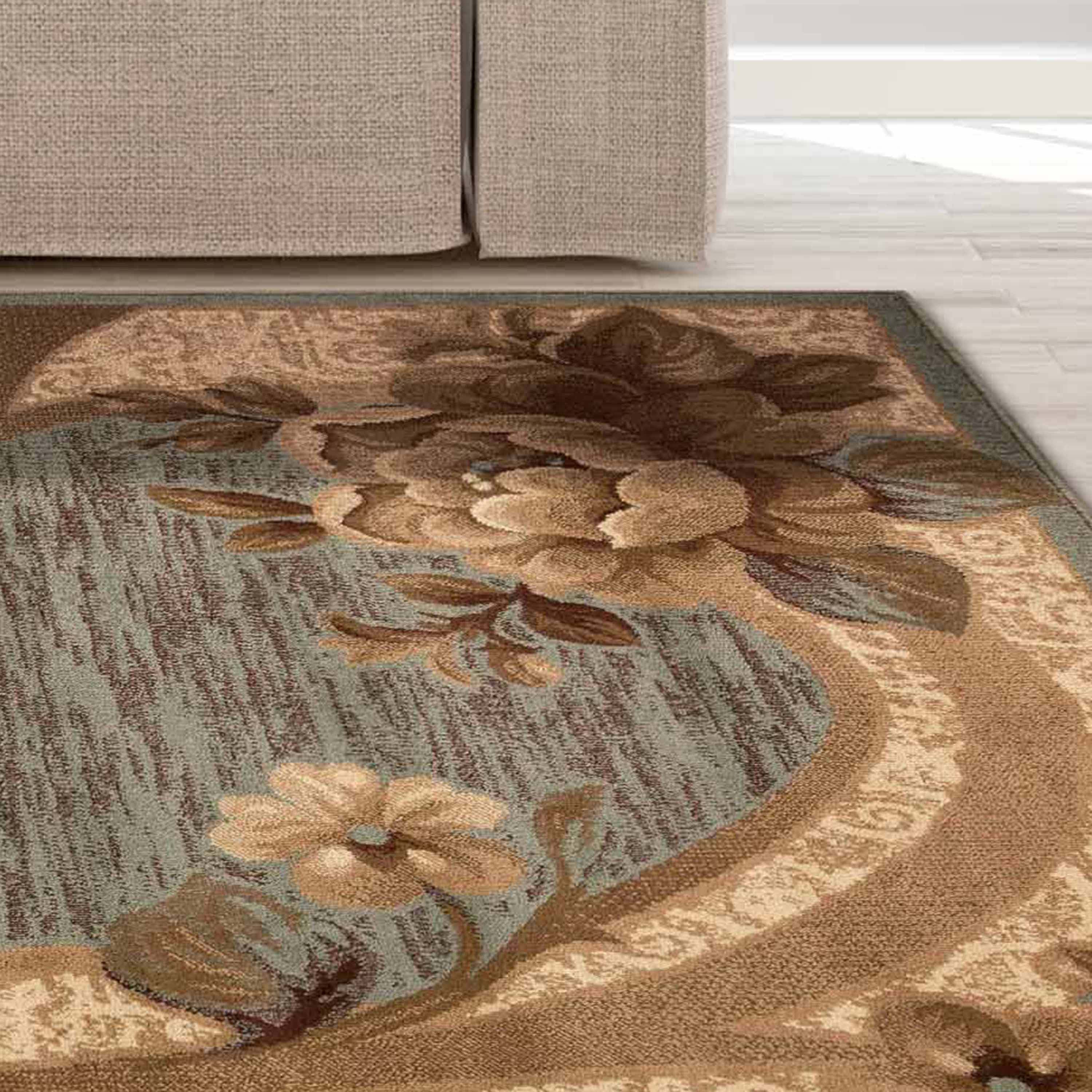 Traditional Oversized Floral Border Indoor Area Rug or Runner Rug - Blue Nile Mills