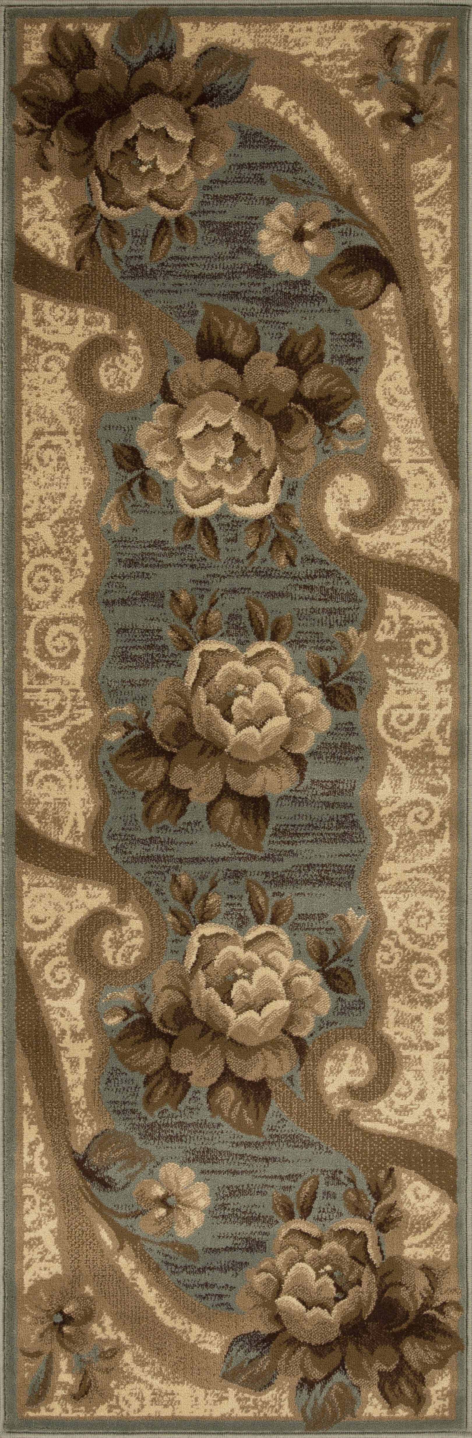 Traditional Oversized Floral Border Indoor Area Rug or Runner Rug - Blue Nile Mills