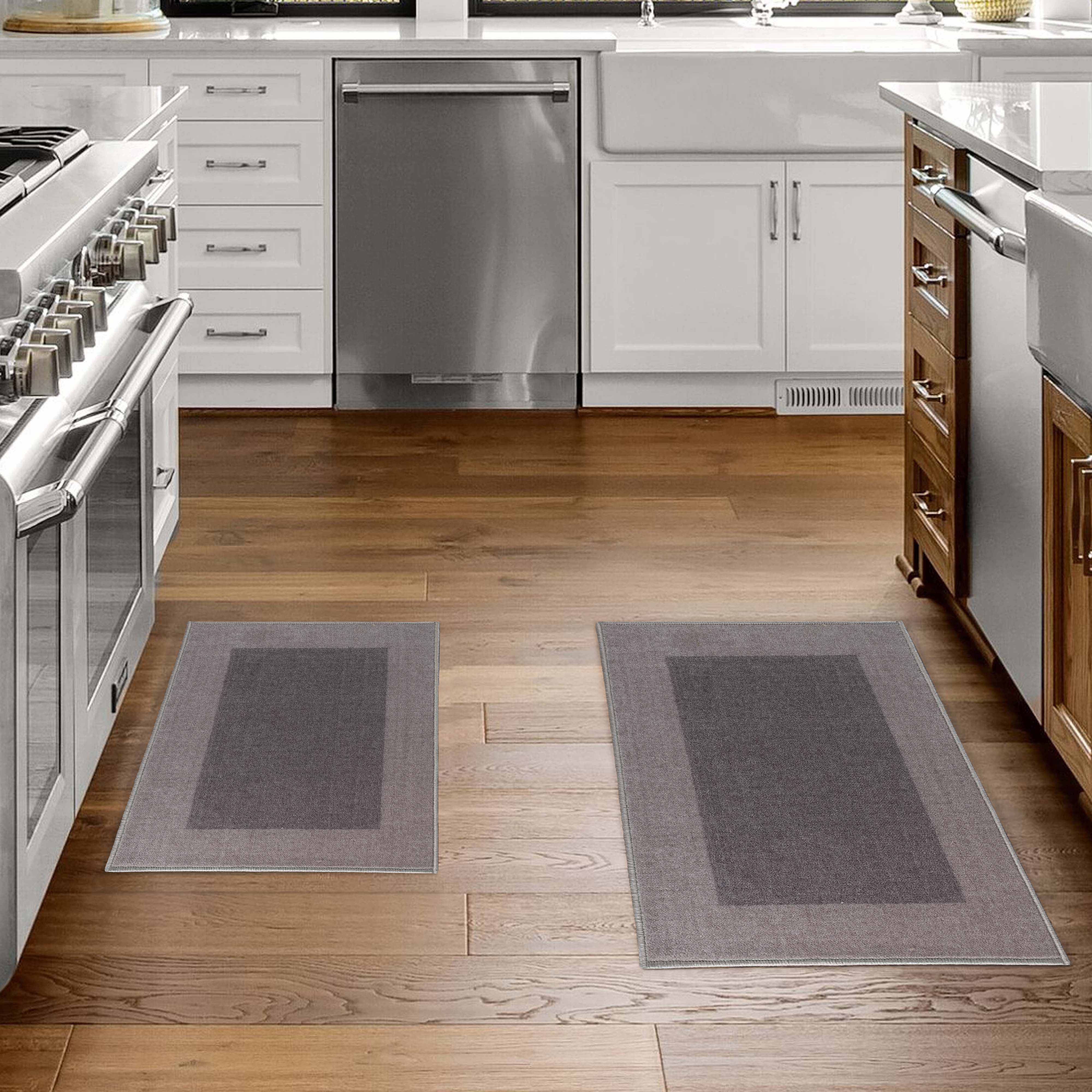 Rome Non-Slip Machine Washable Bath Mat Set - Blue Nile Mills