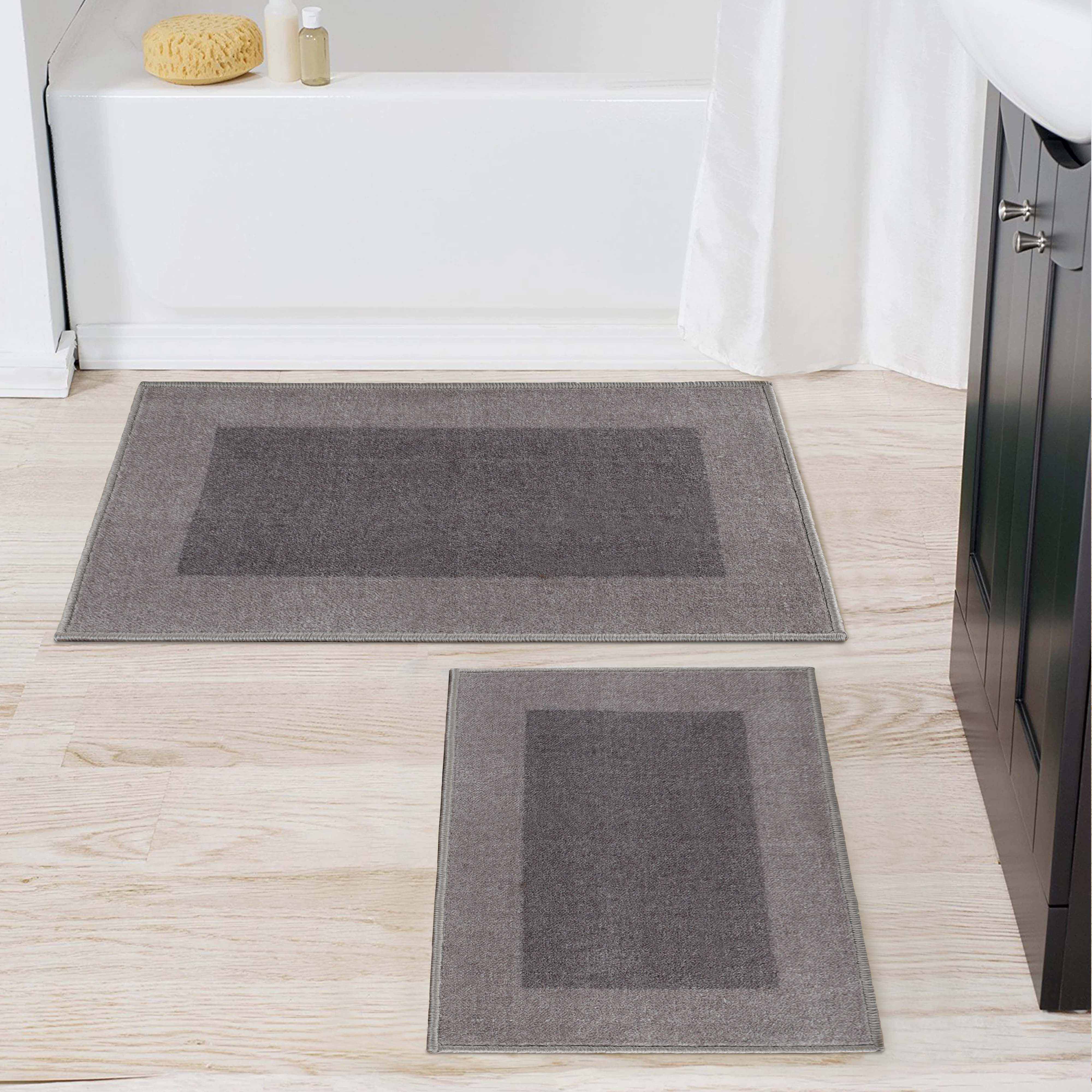 Rome Non-Slip Machine Washable Bath Mat Set - Blue Nile Mills