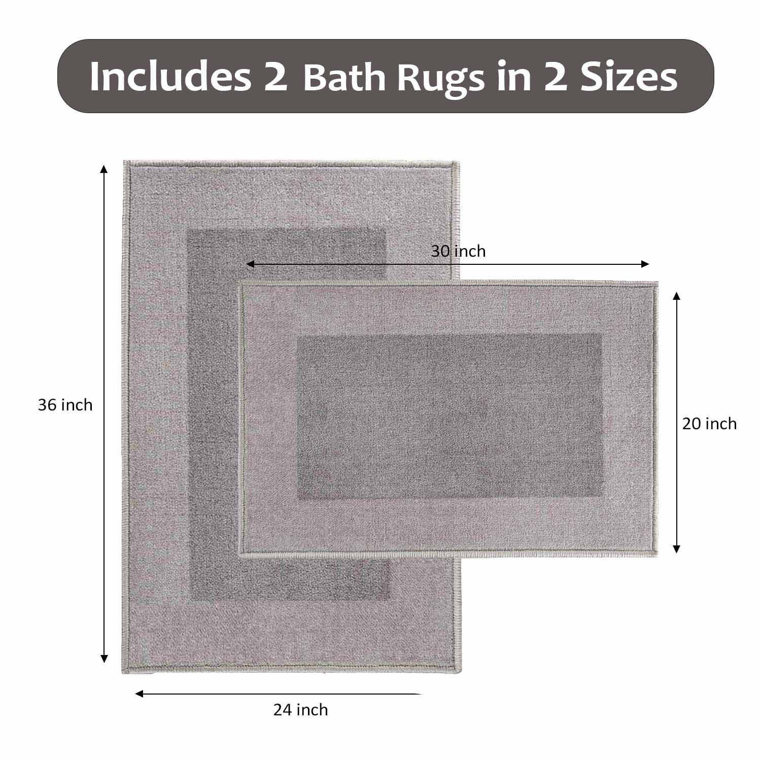 Rome Non-Slip Machine Washable Bath Mat Set - Blue Nile Mills
