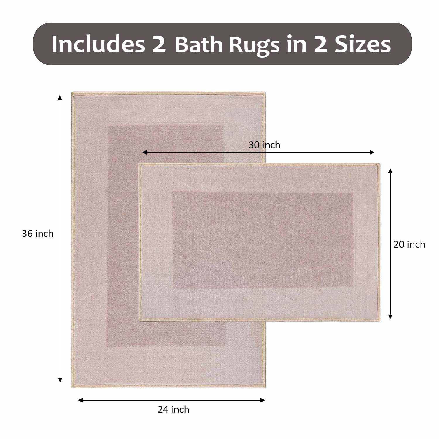 Rome Non-Slip Machine Washable Bath Mat Set - Blue Nile Mills