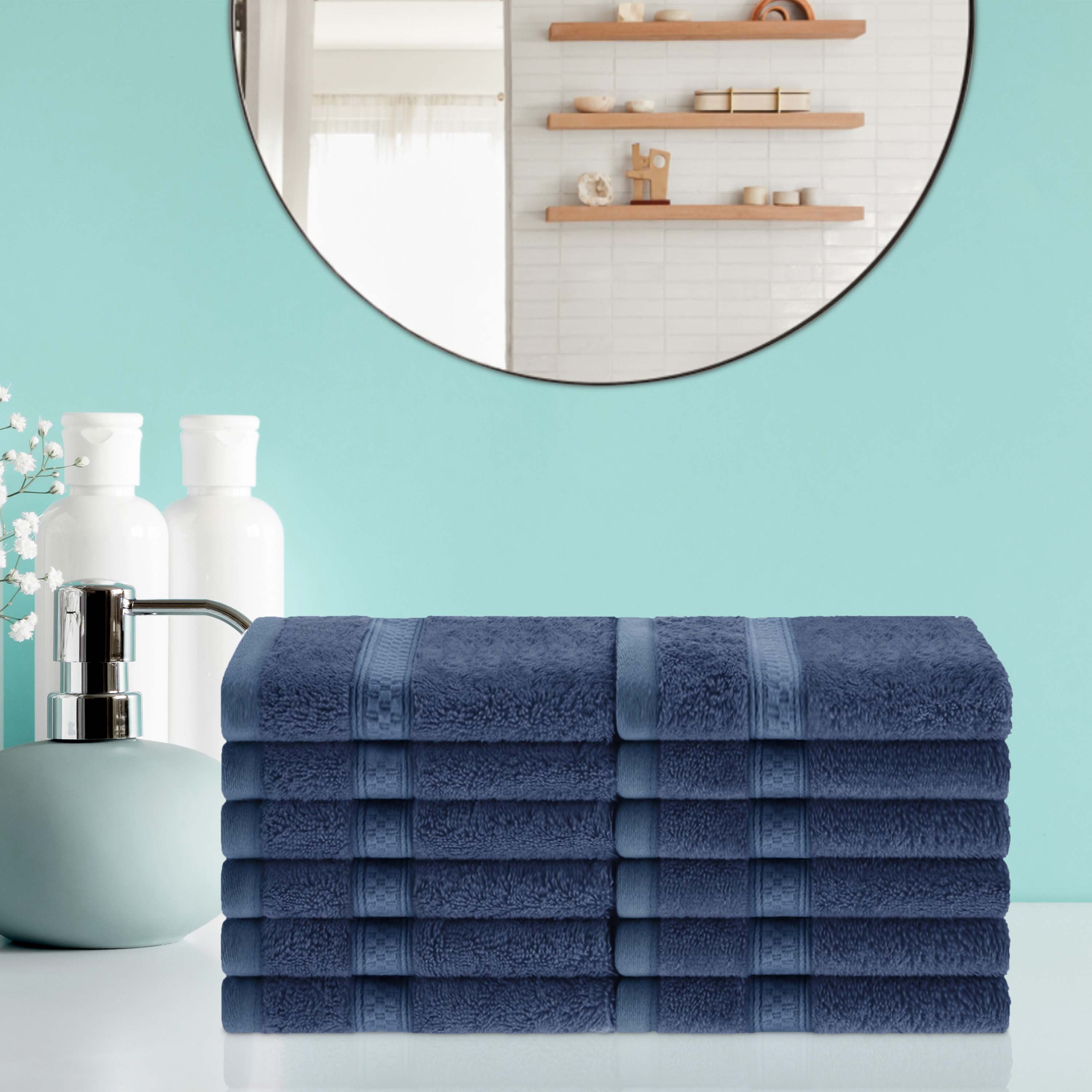 Rayon from Bamboo Blend Solid 12 Piece Face Towel Set - Blue Nile Mills