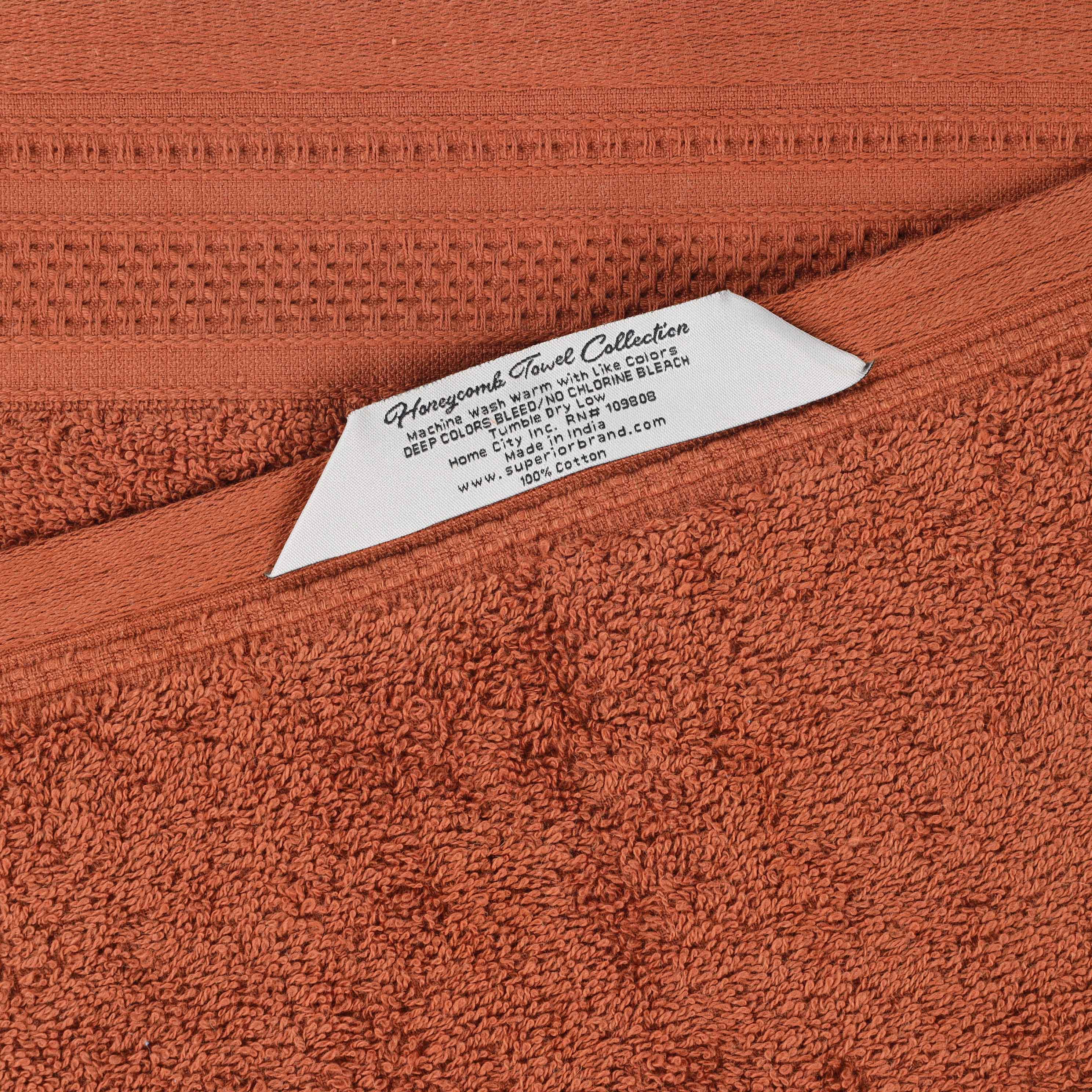 Honeycomb Textured Waffle Border Luxury Cotton Hand Towels, Set of 6 - Blue Nile Mills