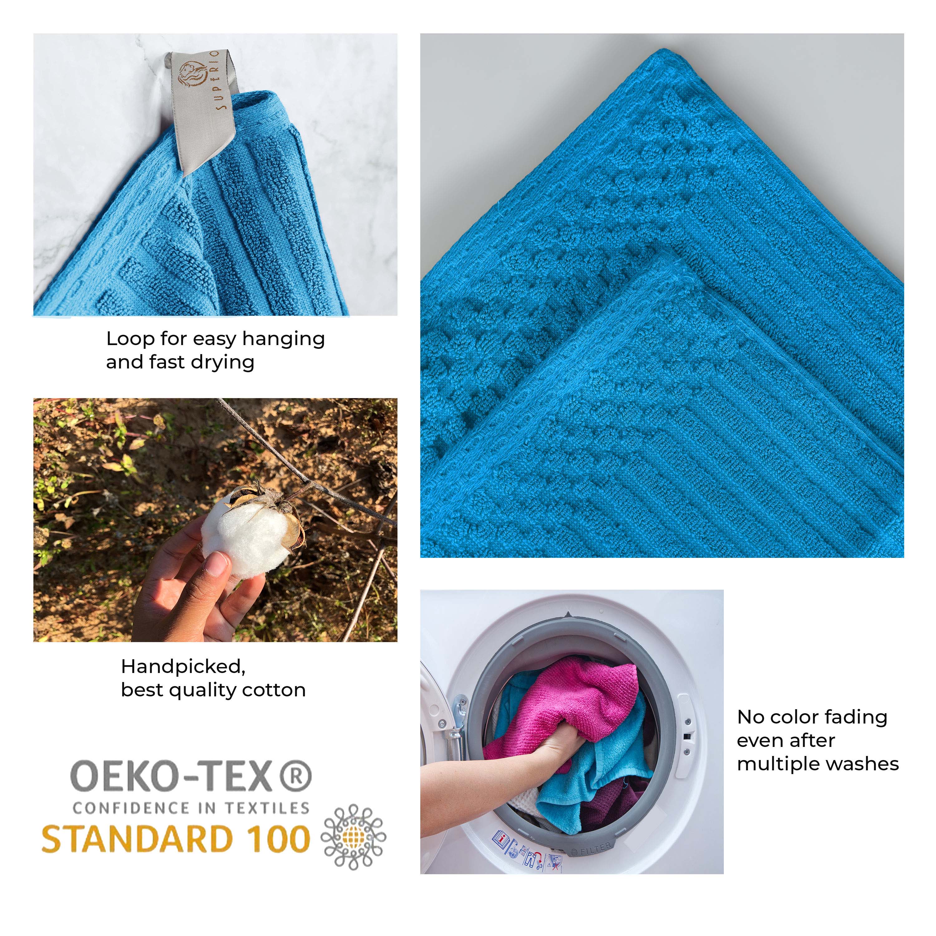 Ribbed Textured Cotton Medium Weight 12 Piece Towel Set - Blue Nile Mills