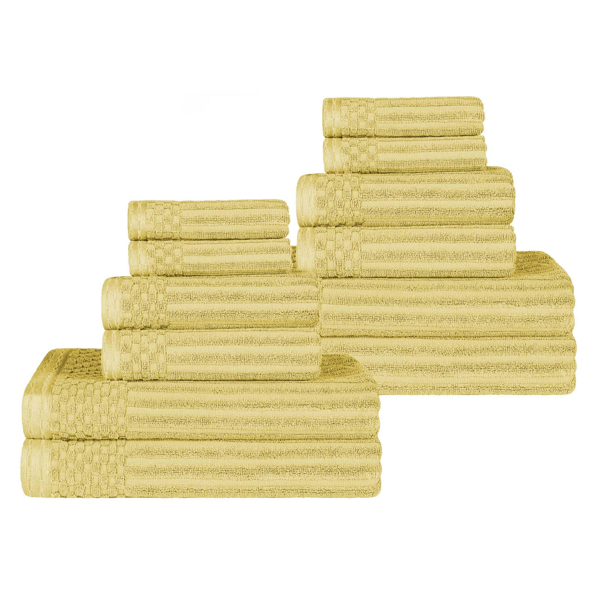 Ribbed Textured Cotton Medium Weight 12 Piece Towel Set - Blue Nile Mills