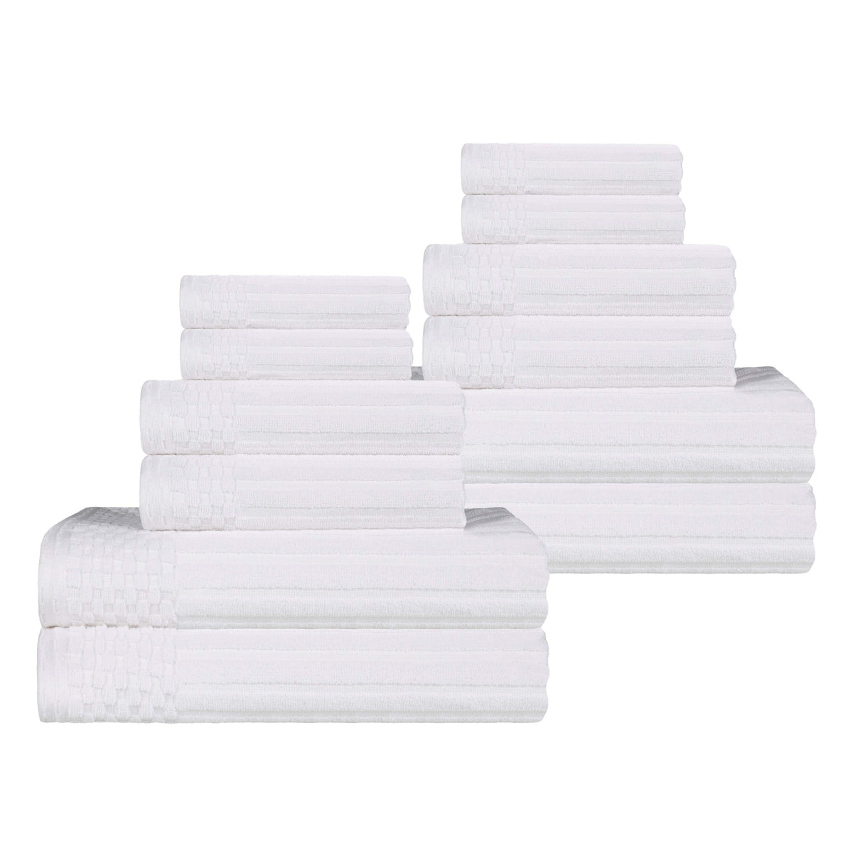 Ribbed Textured Cotton Medium Weight 12 Piece Towel Set - Blue Nile Mills