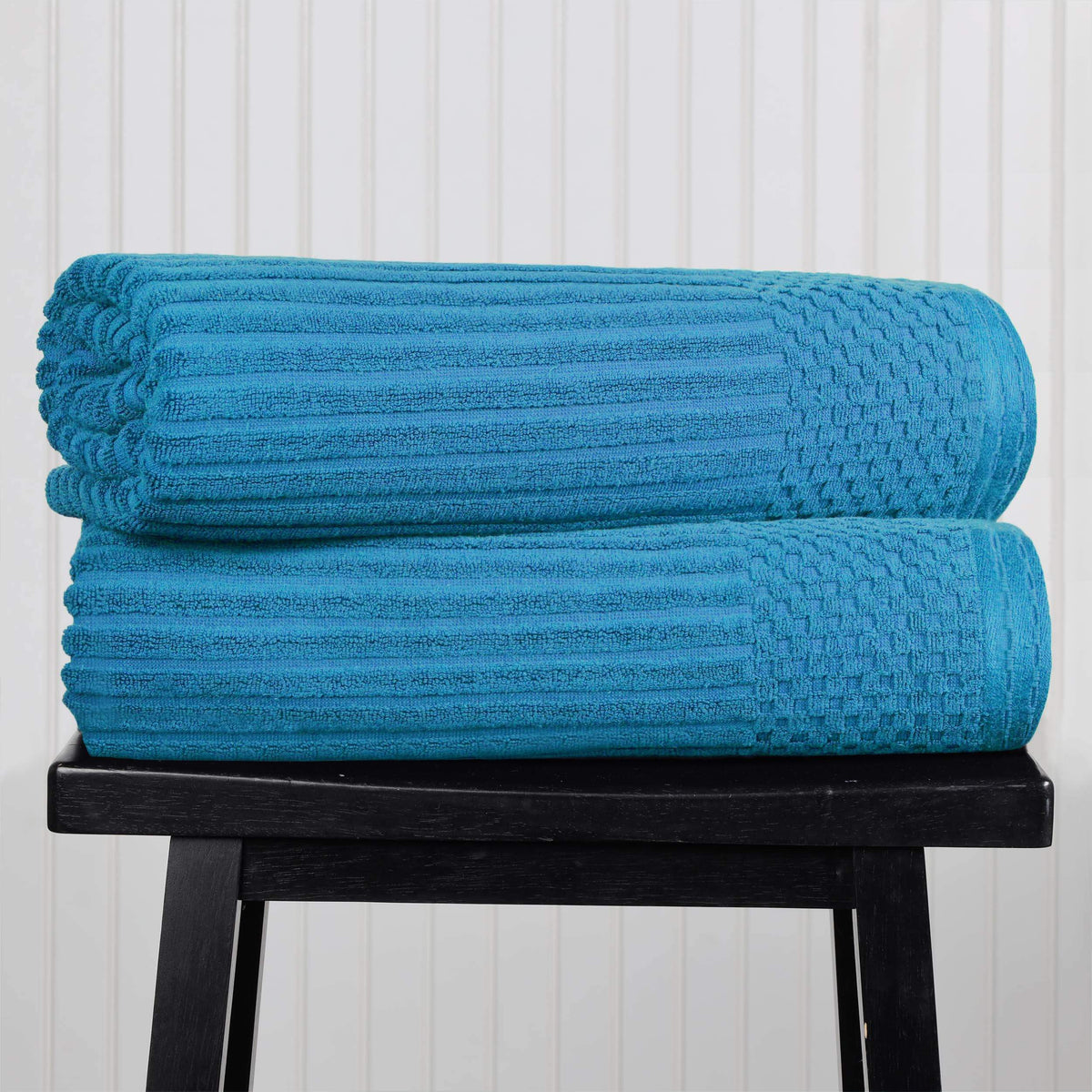 Cotton Ribbed Textured Super Absorbent 2 Piece Bath Sheet Towel Set - Blue Nile Mills