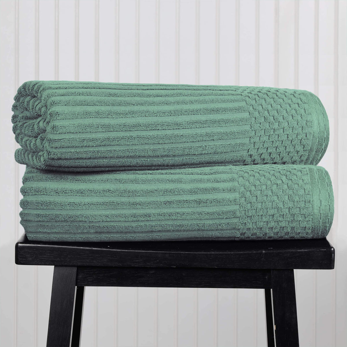Cotton Ribbed Textured Super Absorbent 2 Piece Bath Sheet Towel Set - Blue Nile Mills
