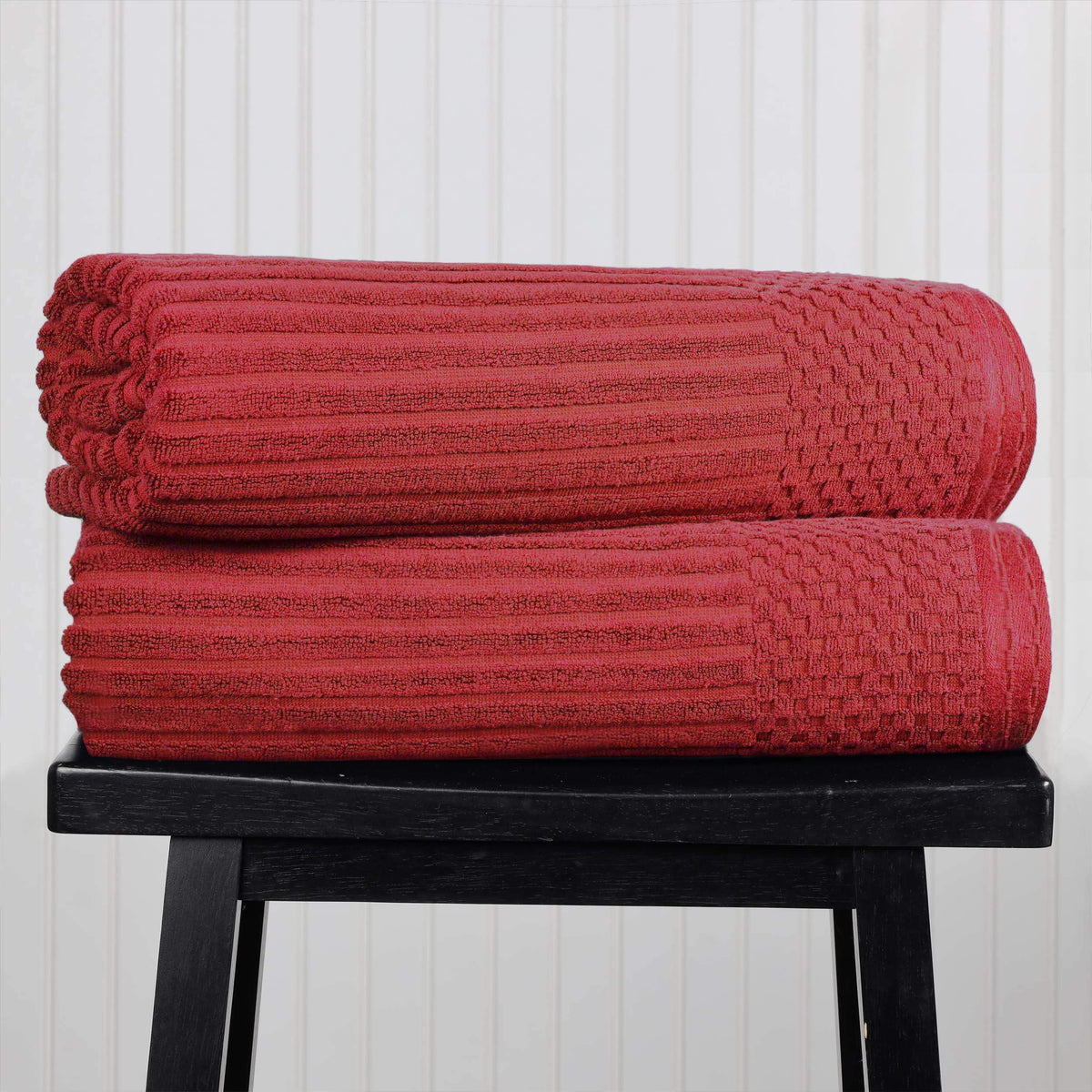 Cotton Ribbed Textured Super Absorbent 2 Piece Bath Sheet Towel Set - Blue Nile Mills