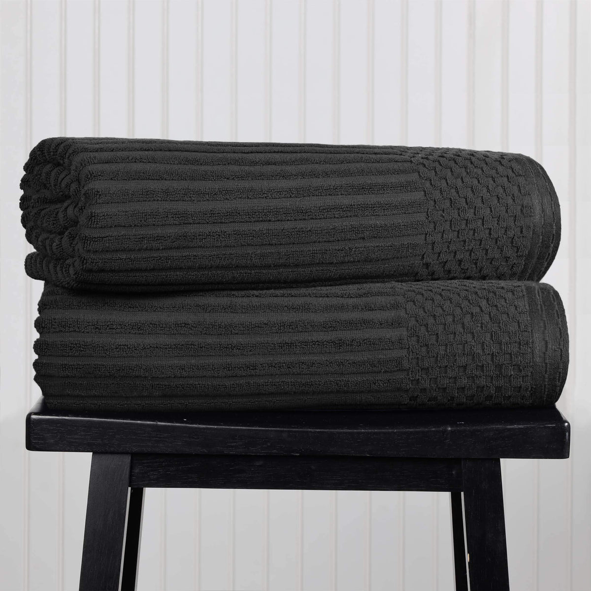 Cotton Ribbed Textured Super Absorbent 2 Piece Bath Sheet Towel Set - Blue Nile Mills