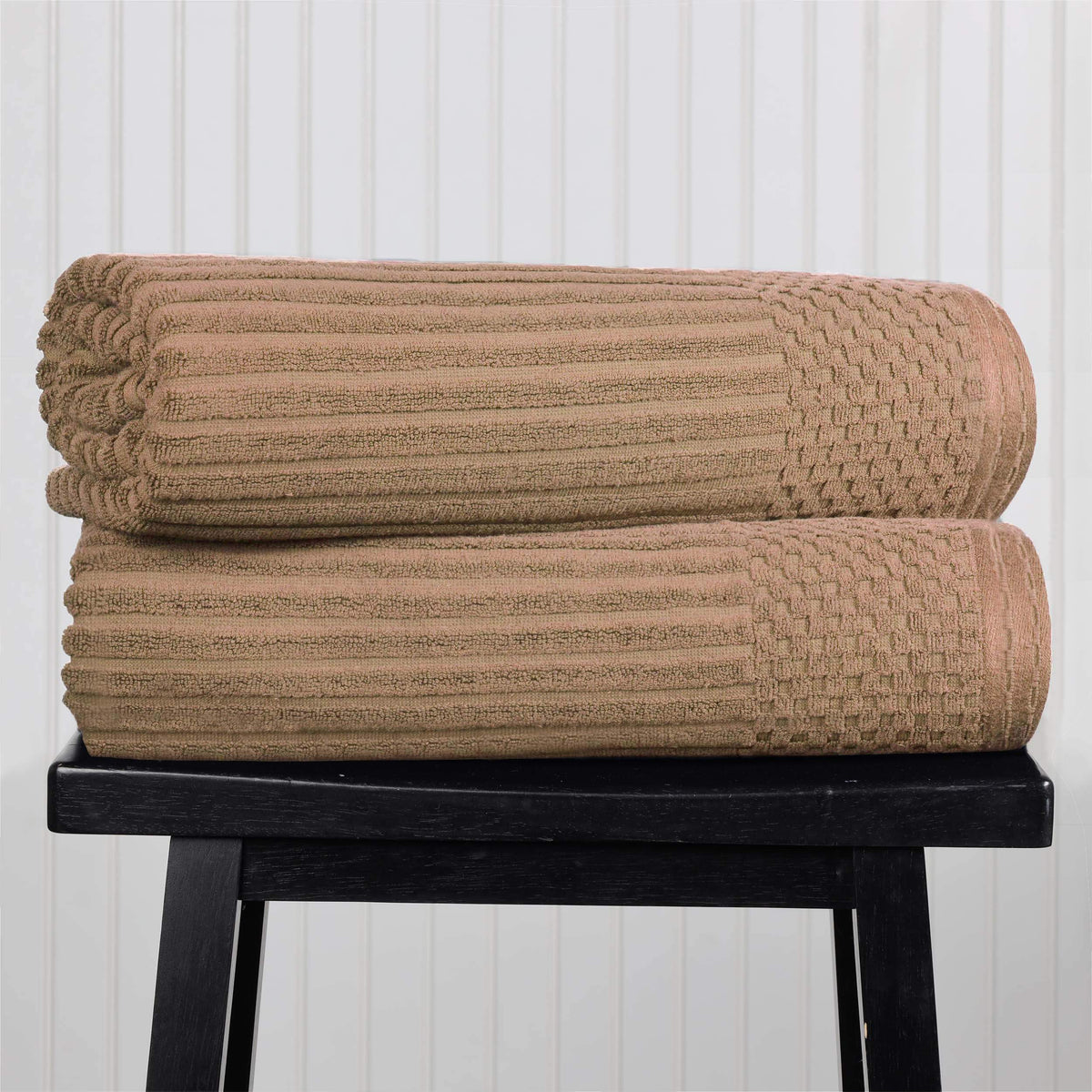 Cotton Ribbed Textured Super Absorbent 2 Piece Bath Sheet Towel Set - Blue Nile Mills