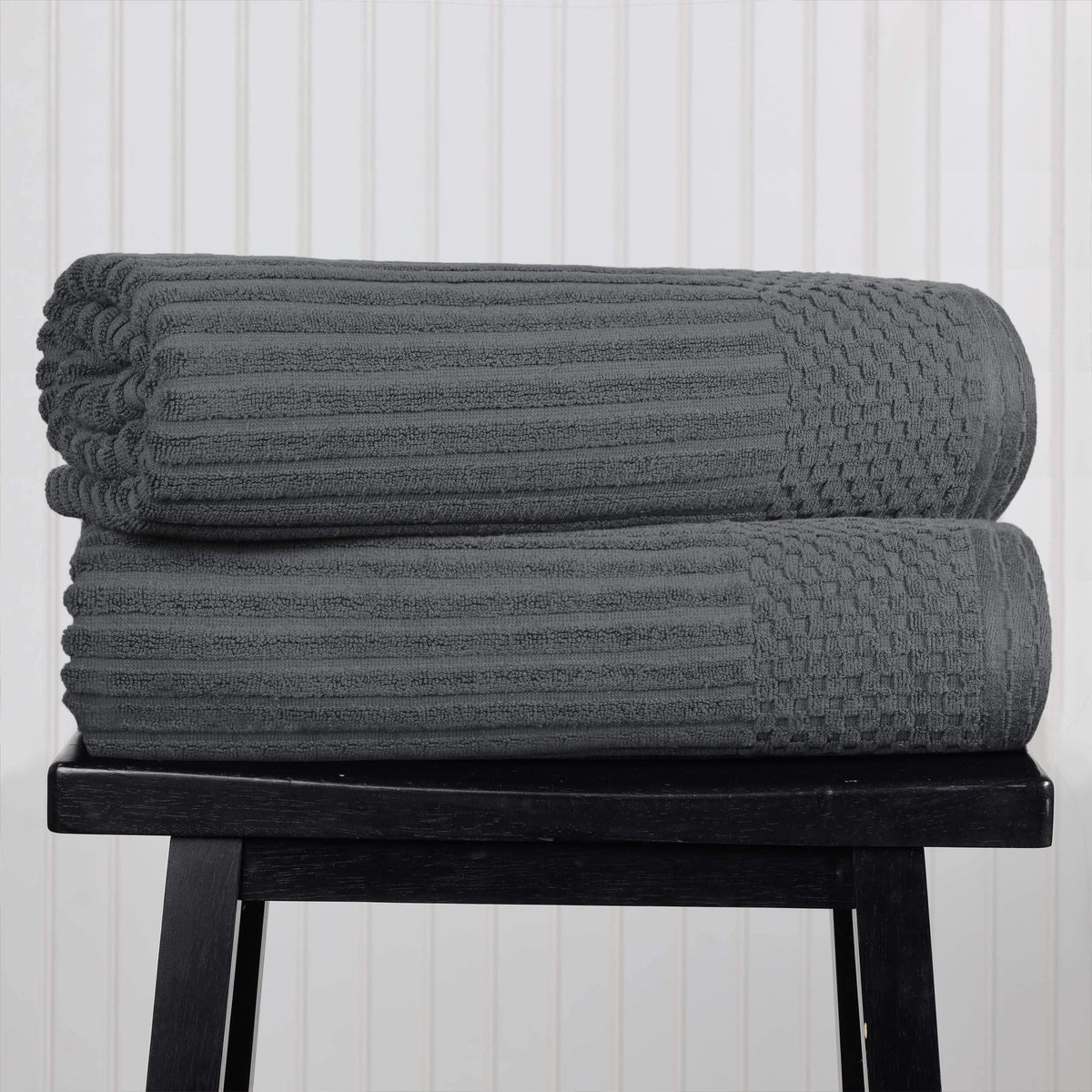 Cotton Ribbed Textured Super Absorbent 2 Piece Bath Sheet Towel Set - Blue Nile Mills
