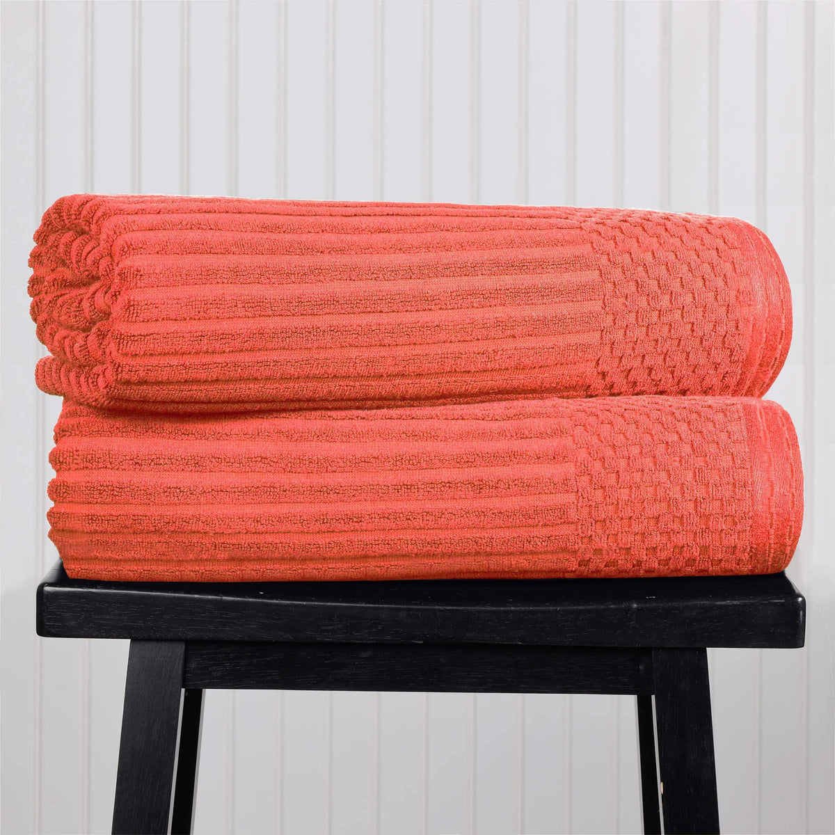 Cotton Ribbed Textured Super Absorbent 2 Piece Bath Sheet Towel Set - Blue Nile Mills