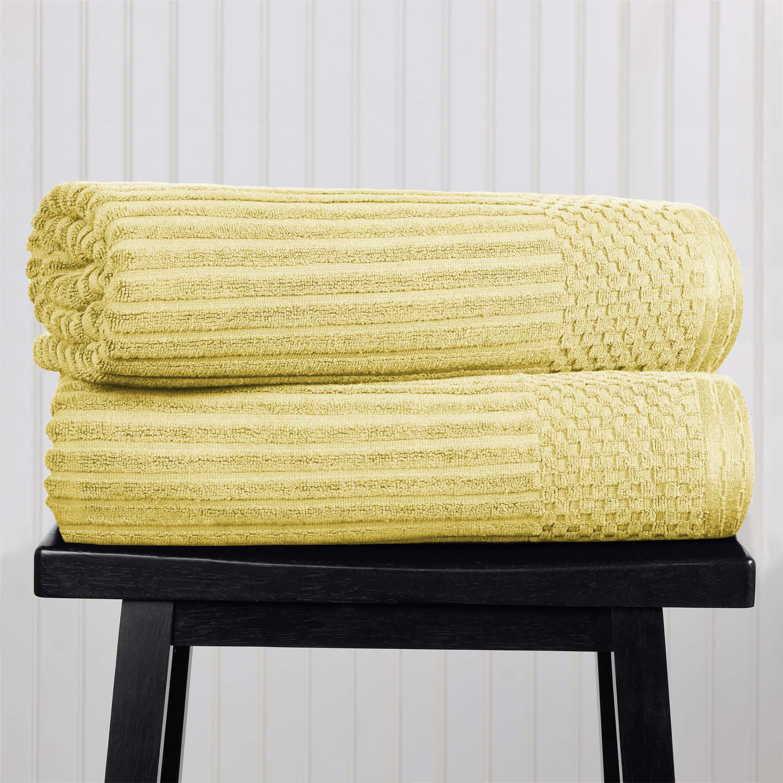 Cotton Ribbed Textured Super Absorbent 2 Piece Bath Sheet Towel Set - Blue Nile Mills