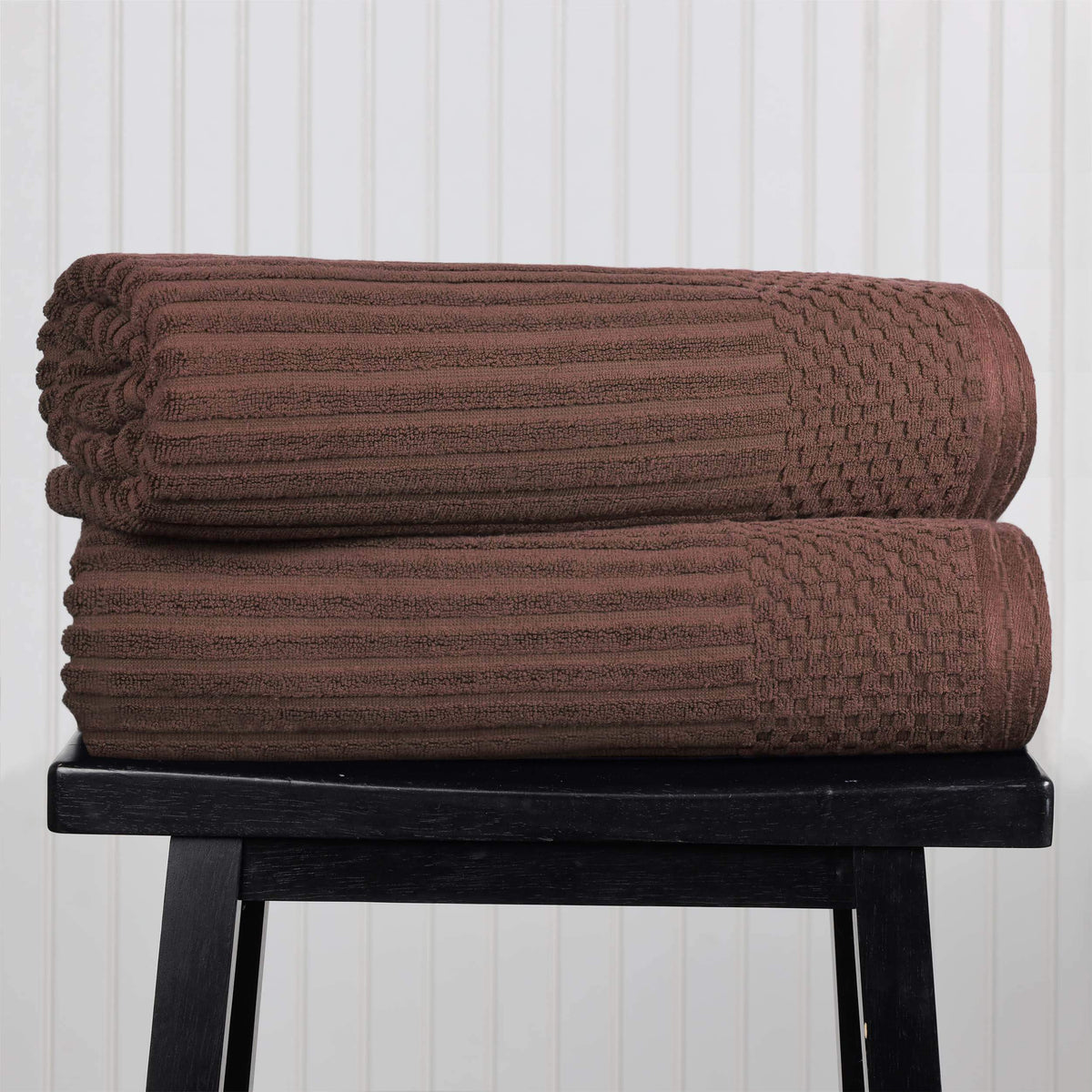 Cotton Ribbed Textured Super Absorbent 2 Piece Bath Sheet Towel Set - Blue Nile Mills
