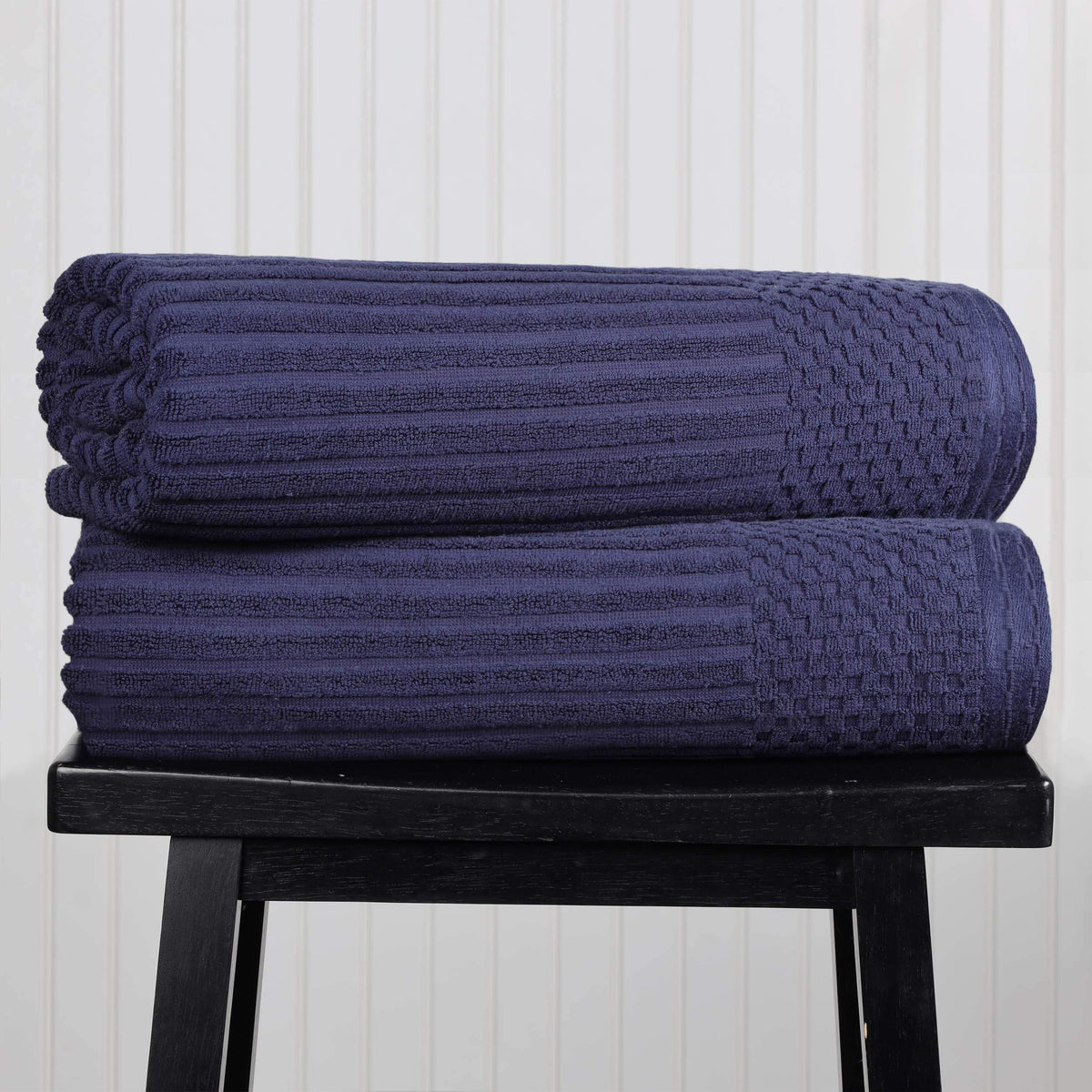 Cotton Ribbed Textured Super Absorbent 2 Piece Bath Sheet Towel Set - Blue Nile Mills