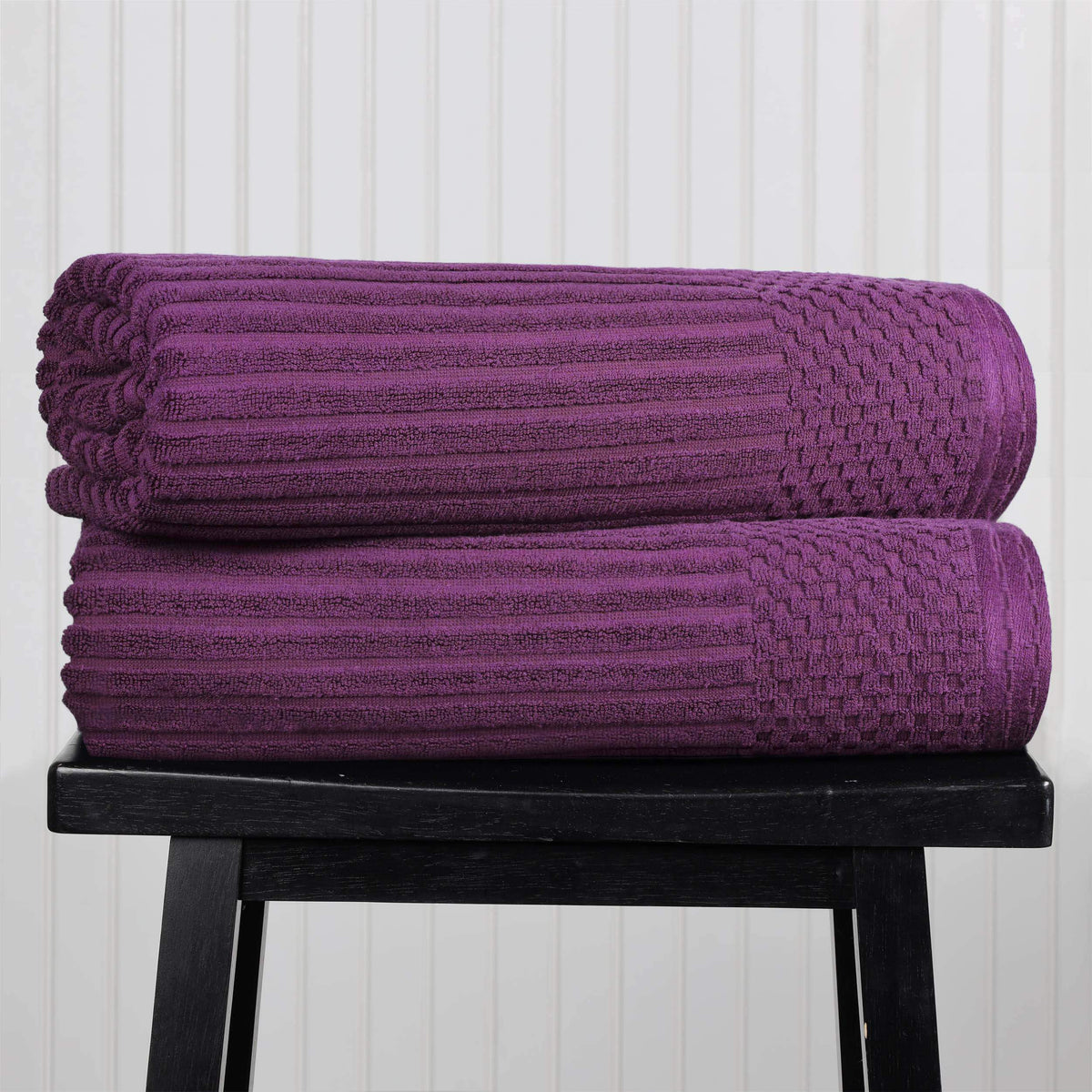 Cotton Ribbed Textured Super Absorbent 2 Piece Bath Sheet Towel Set - Blue Nile Mills