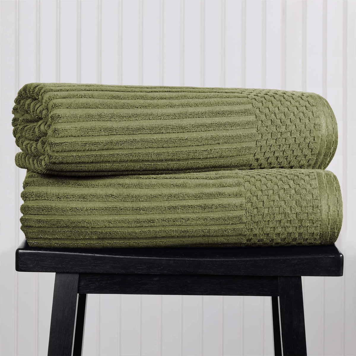 Cotton Ribbed Textured Super Absorbent 2 Piece Bath Sheet Towel Set - Blue Nile Mills