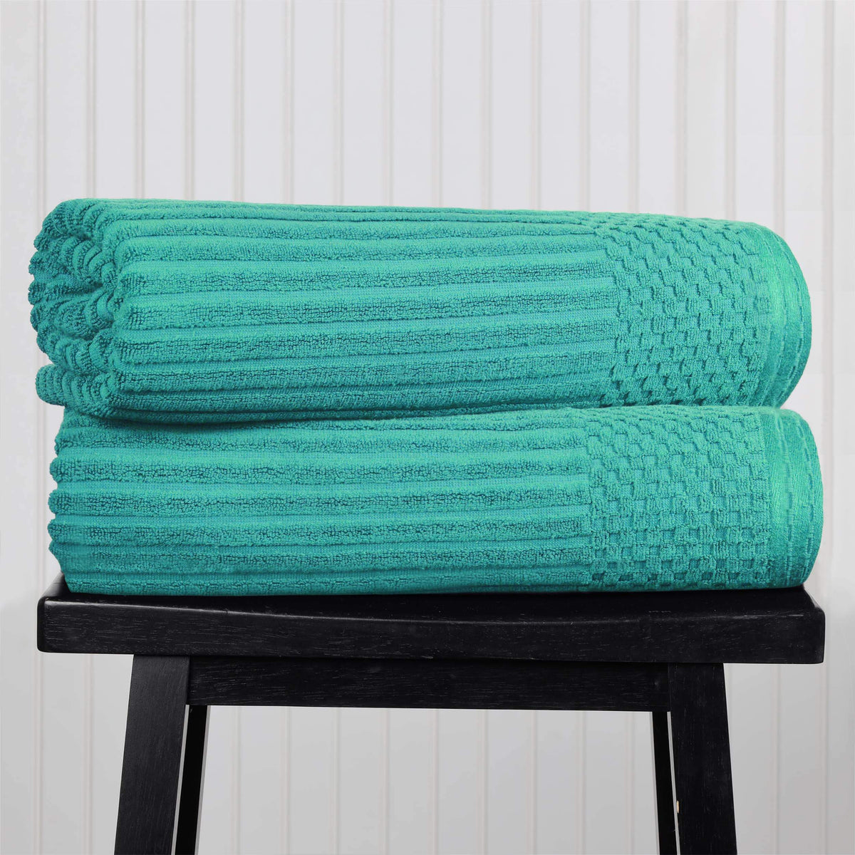 Cotton Ribbed Textured Super Absorbent 2 Piece Bath Sheet Towel Set - Blue Nile Mills