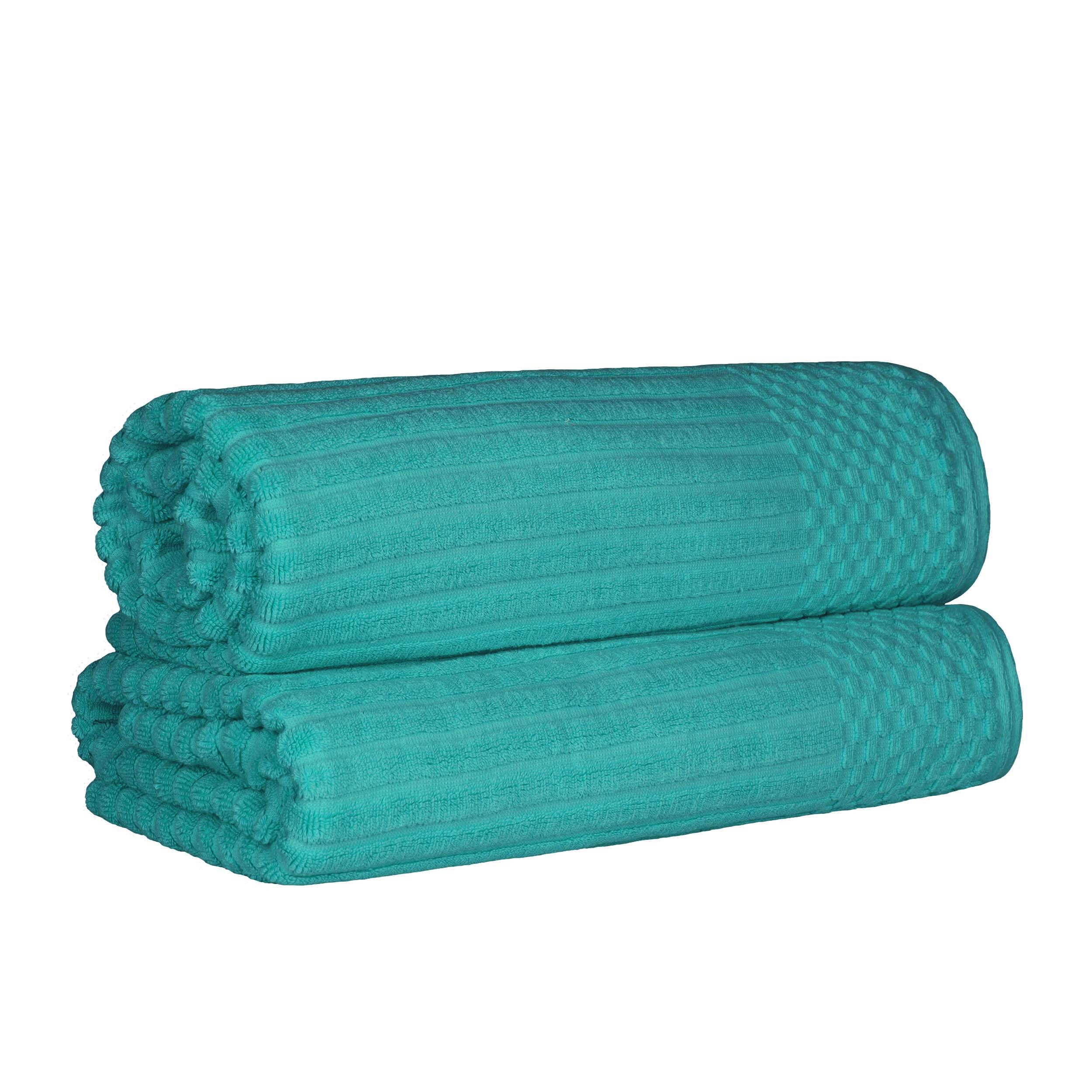 Cotton Ribbed Textured Super Absorbent 2 Piece Bath Sheet Towel Set - Blue Nile Mills
