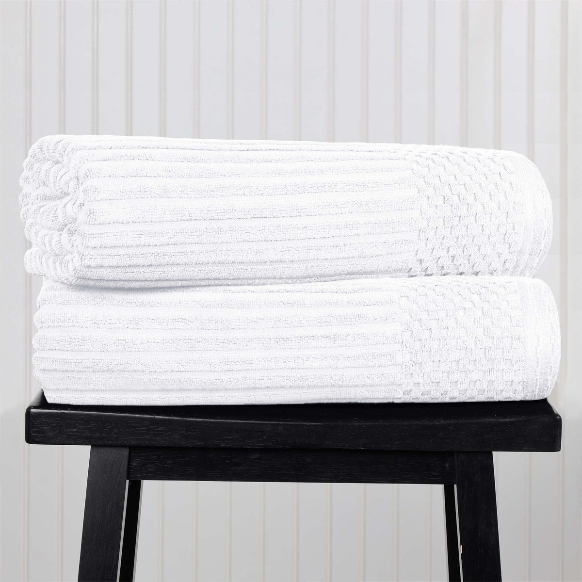 Cotton Ribbed Textured Super Absorbent 2 Piece Bath Sheet Towel Set - Blue Nile Mills