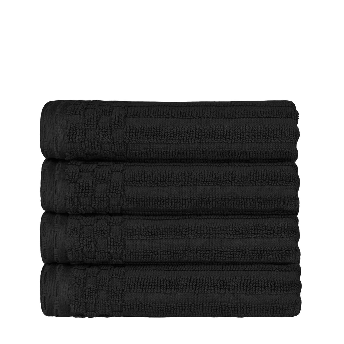 Cotton Ribbed Textured Highly Absorbent 4 Piece Hand Towel Set - Blue Nile Mills