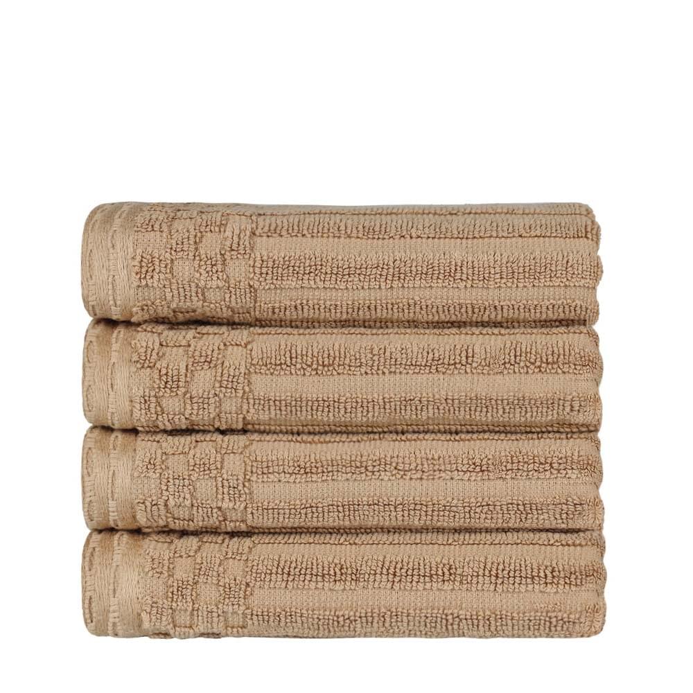 Cotton Ribbed Textured Highly Absorbent 4 Piece Hand Towel Set - Blue Nile Mills