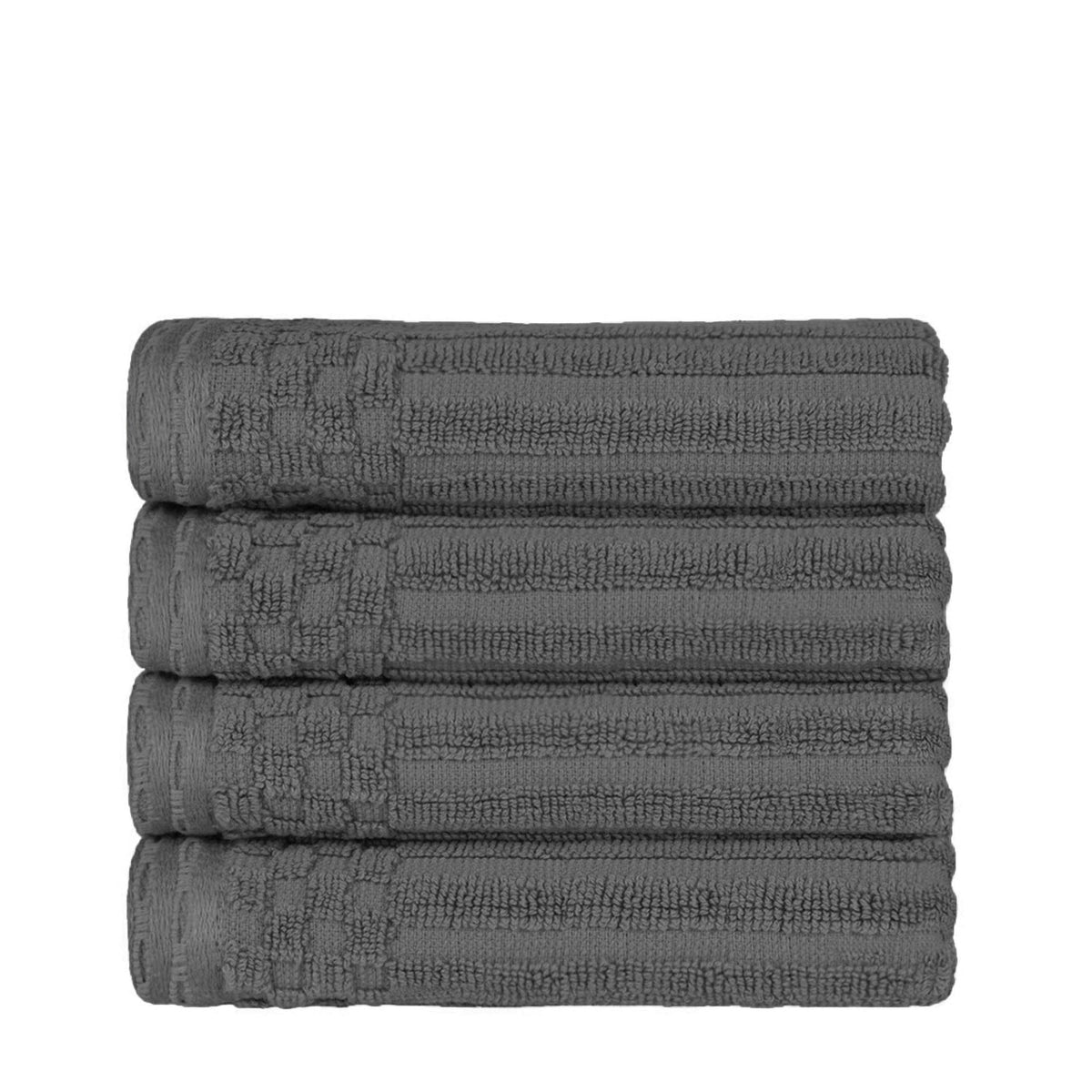 Cotton Ribbed Textured Highly Absorbent 4 Piece Hand Towel Set - Blue Nile Mills