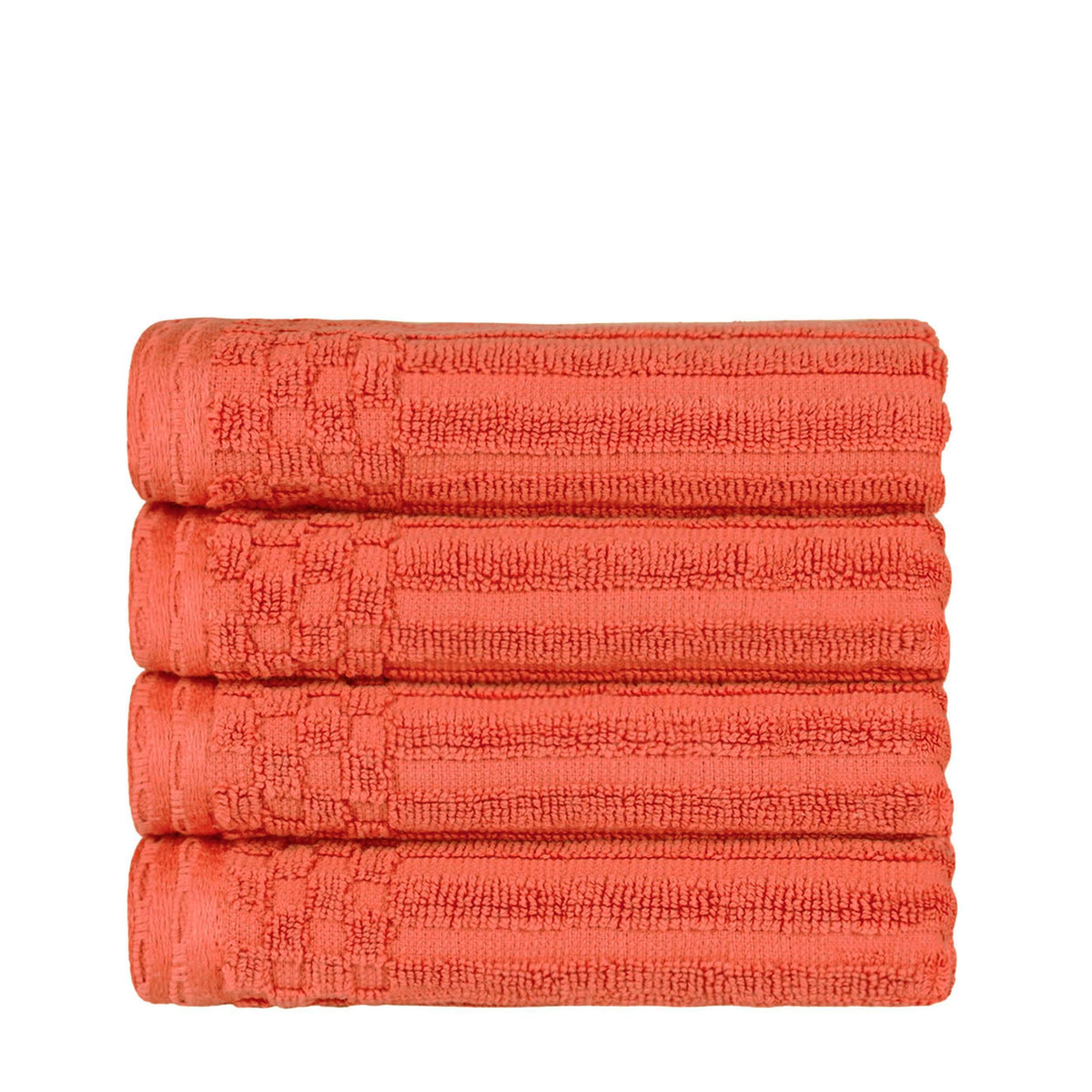 Cotton Ribbed Textured Highly Absorbent 4 Piece Hand Towel Set - Blue Nile Mills