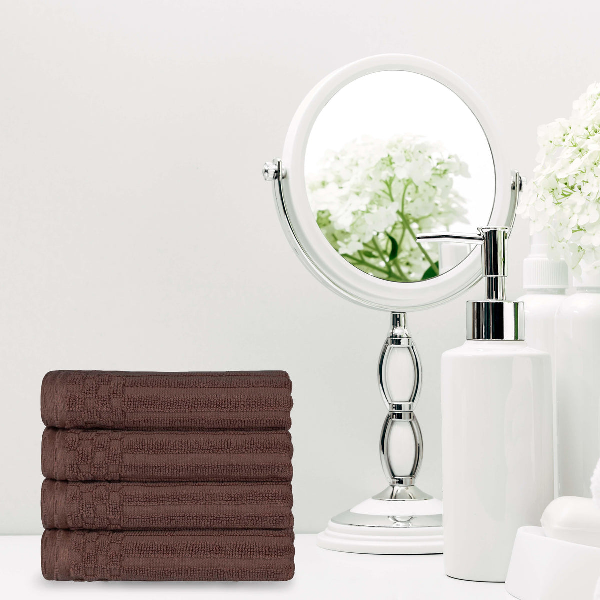 Cotton Ribbed Textured Highly Absorbent 4 Piece Hand Towel Set - Blue Nile Mills