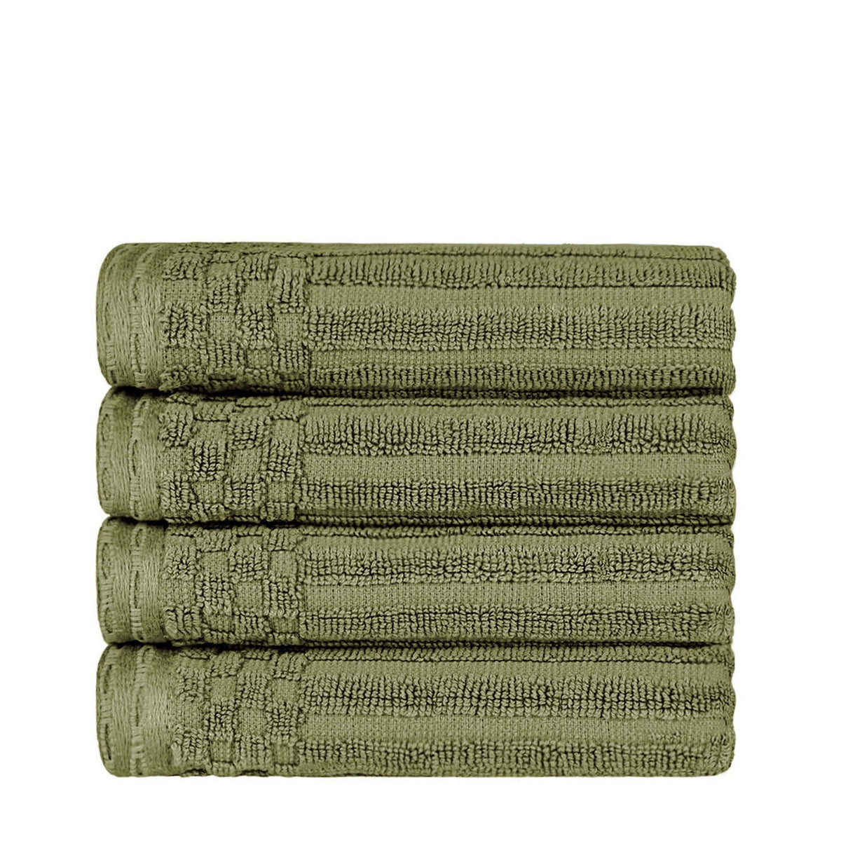 Cotton Ribbed Textured Highly Absorbent 4 Piece Hand Towel Set - Blue Nile Mills