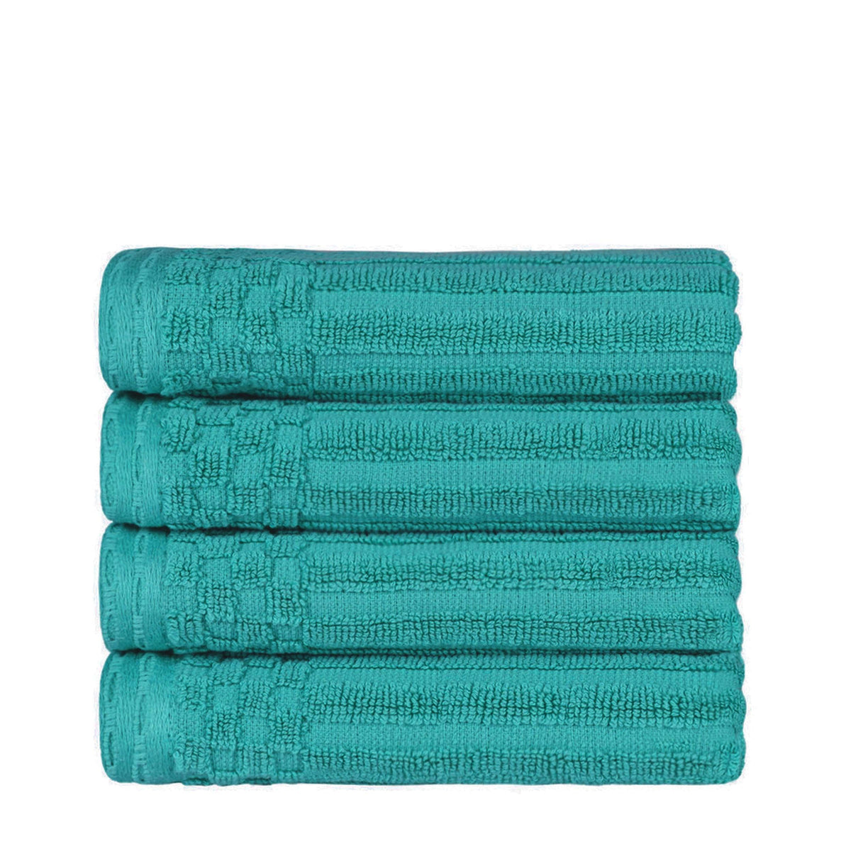 Cotton Ribbed Textured Highly Absorbent 4 Piece Hand Towel Set - Blue Nile Mills