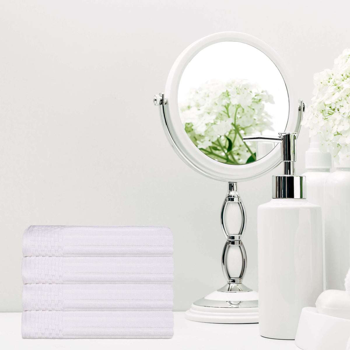 Cotton Ribbed Textured Highly Absorbent 4 Piece Hand Towel Set - Blue Nile Mills