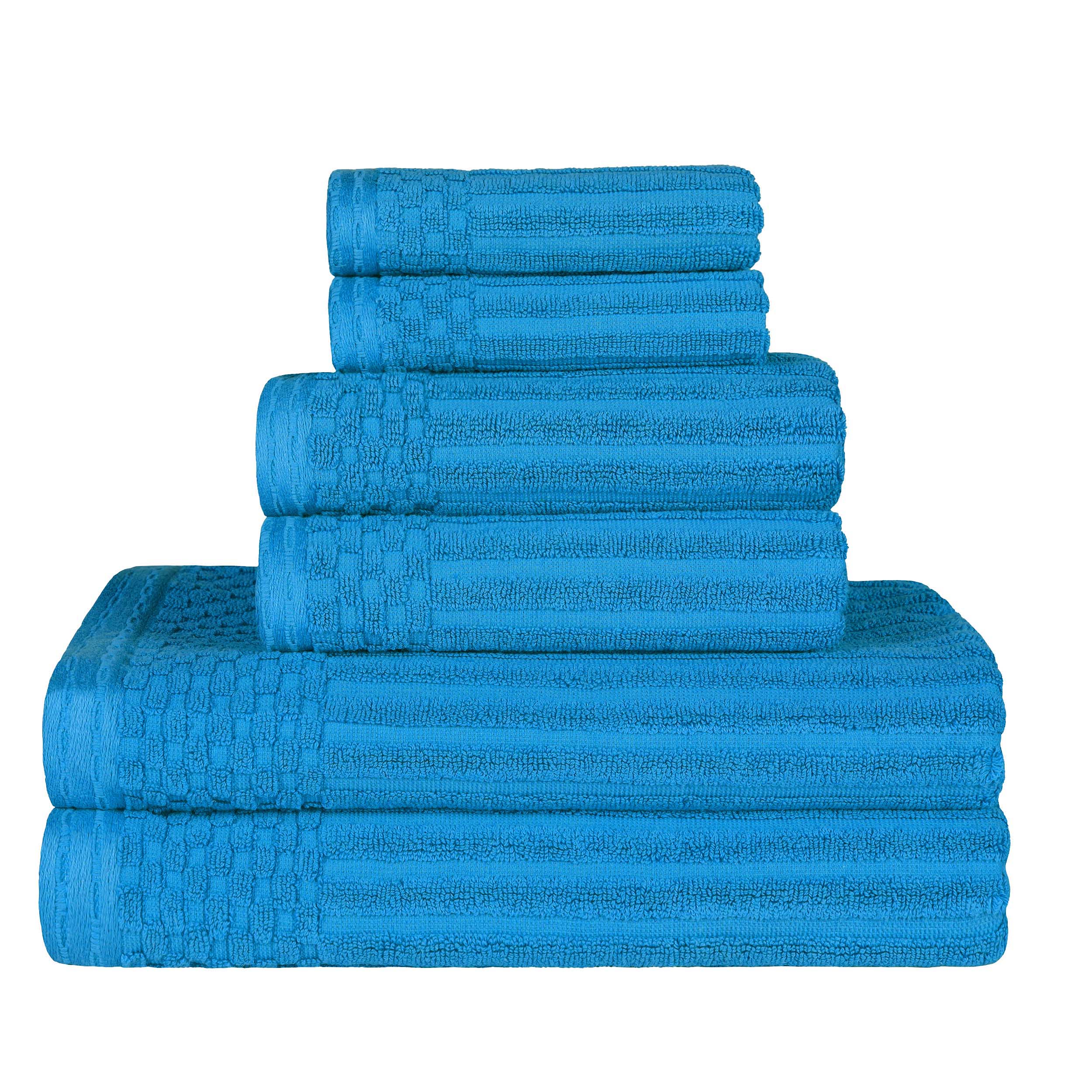 Cotton Ribbed Textured Medium Weight 6 Piece Towel Set - Blue Nile Mills