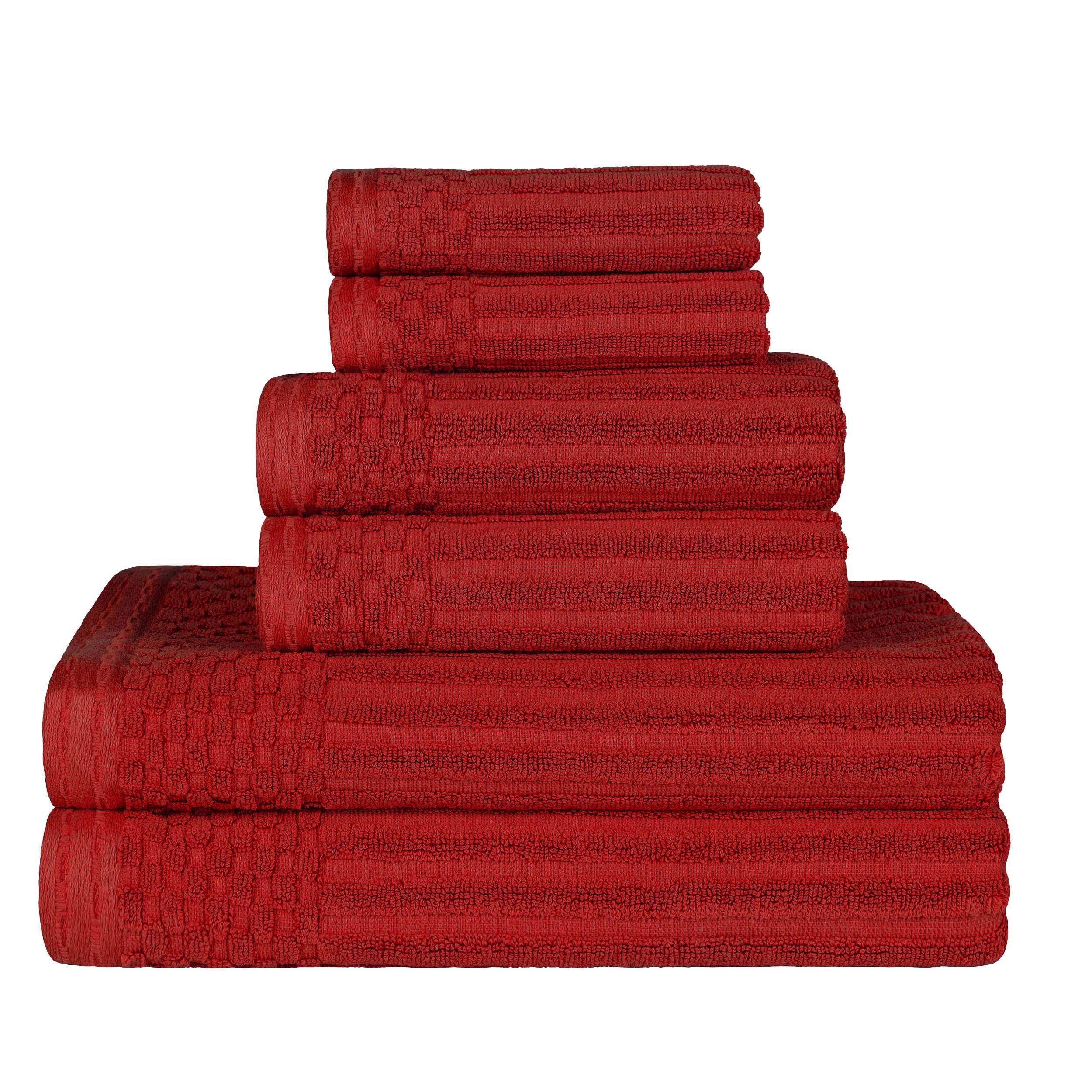 Cotton Ribbed Textured Medium Weight 6 Piece Towel Set - Blue Nile Mills