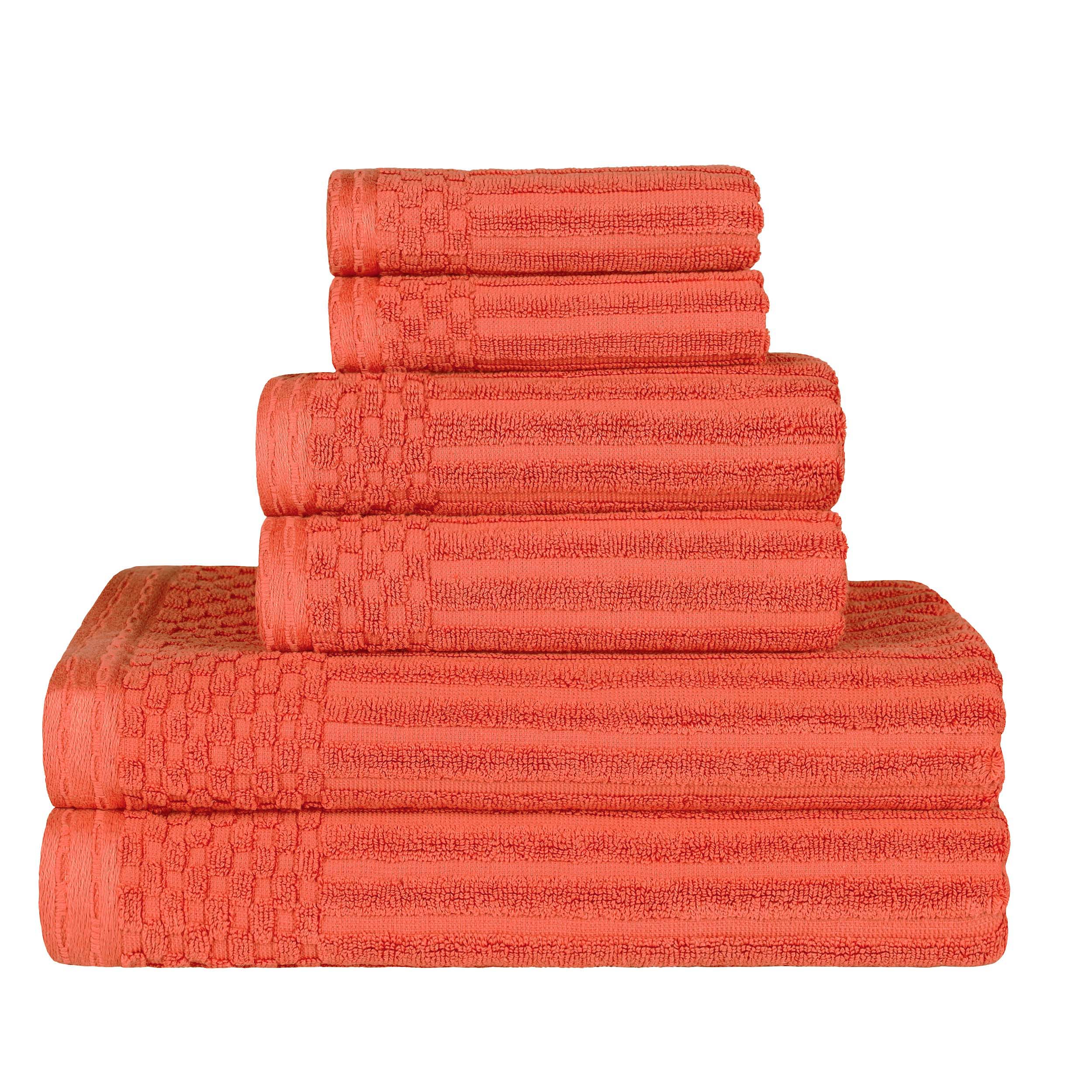 Cotton Ribbed Textured Medium Weight 6 Piece Towel Set - Blue Nile Mills