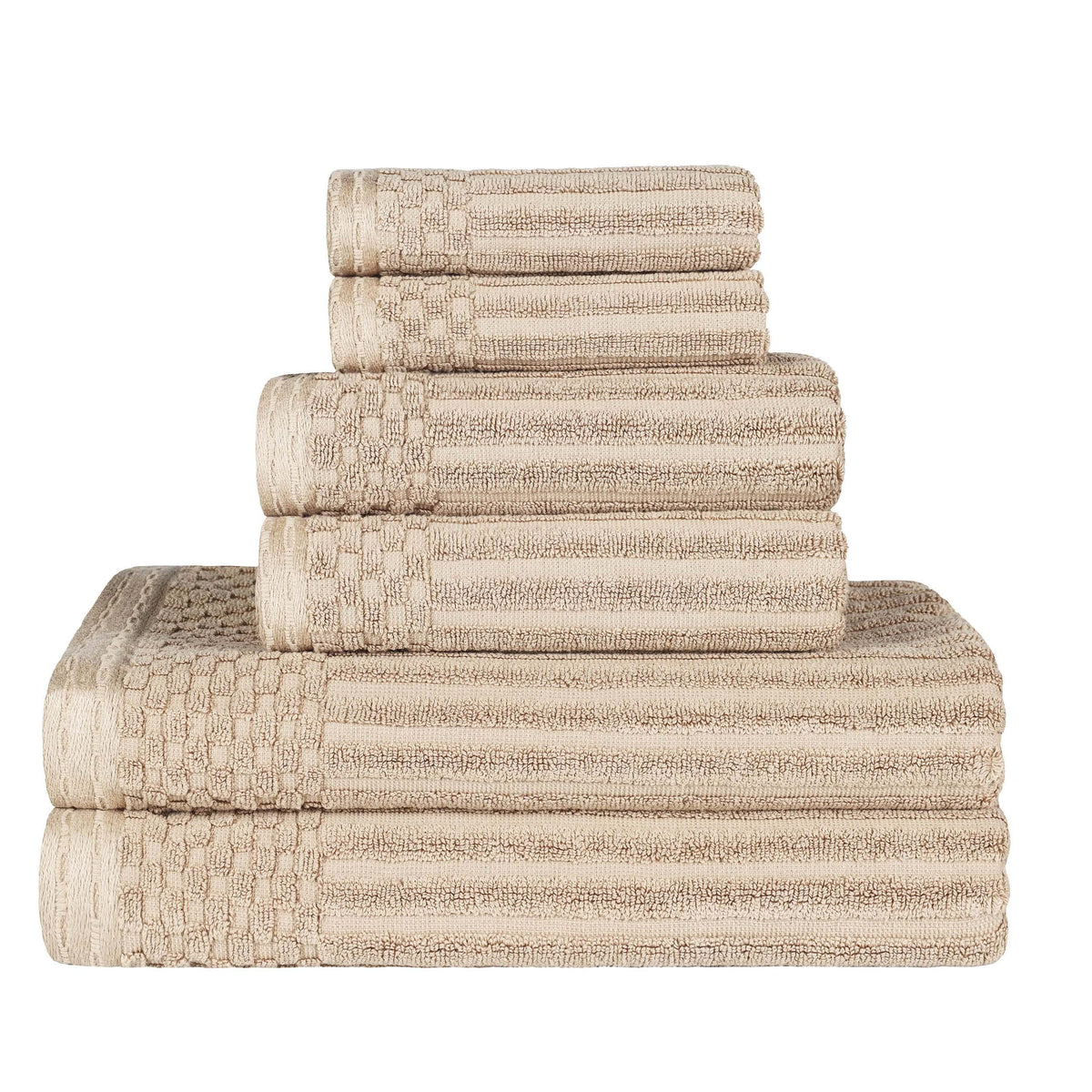 Cotton Ribbed Textured Medium Weight 6 Piece Towel Set - Blue Nile Mills