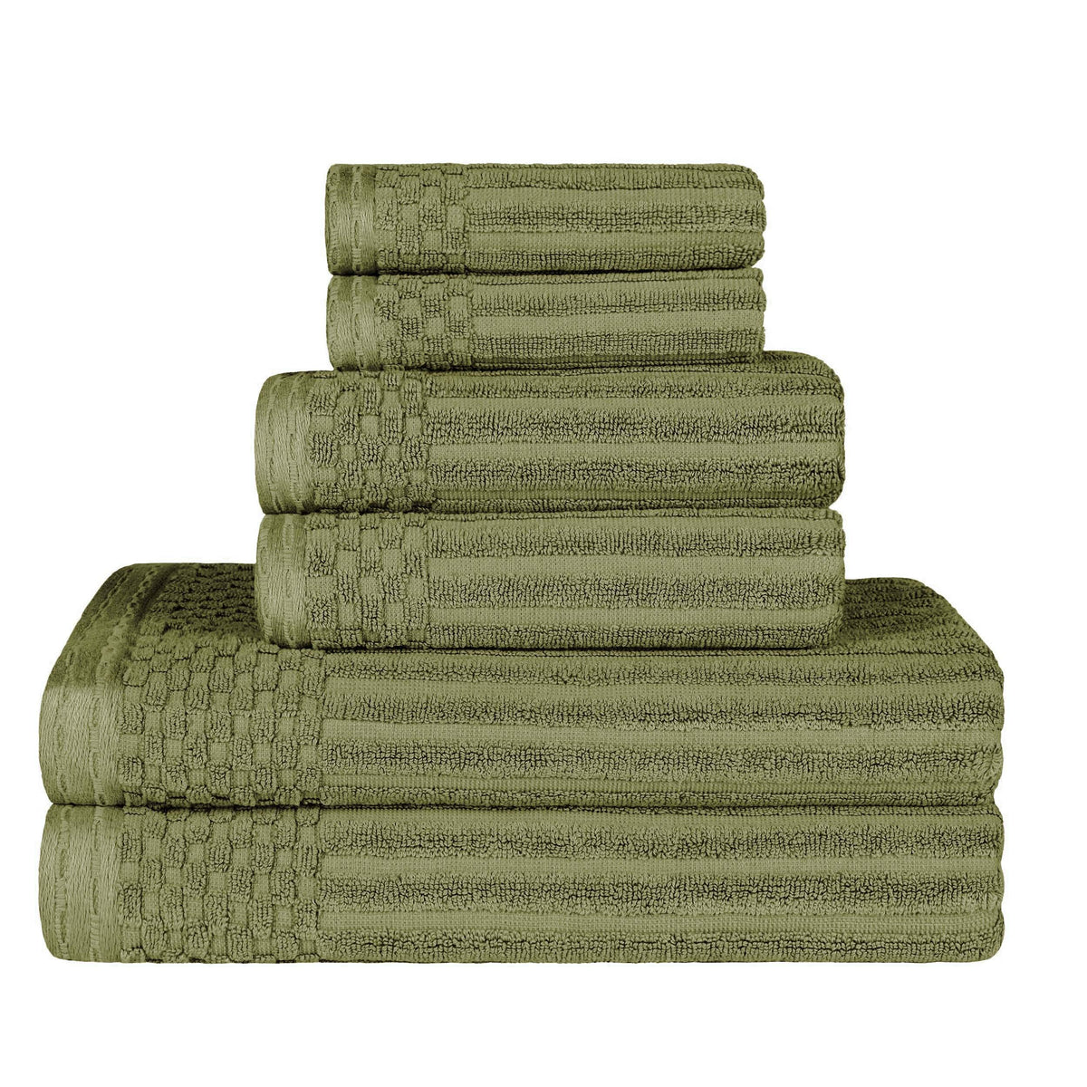 Cotton Ribbed Textured Medium Weight 6 Piece Towel Set - Blue Nile Mills