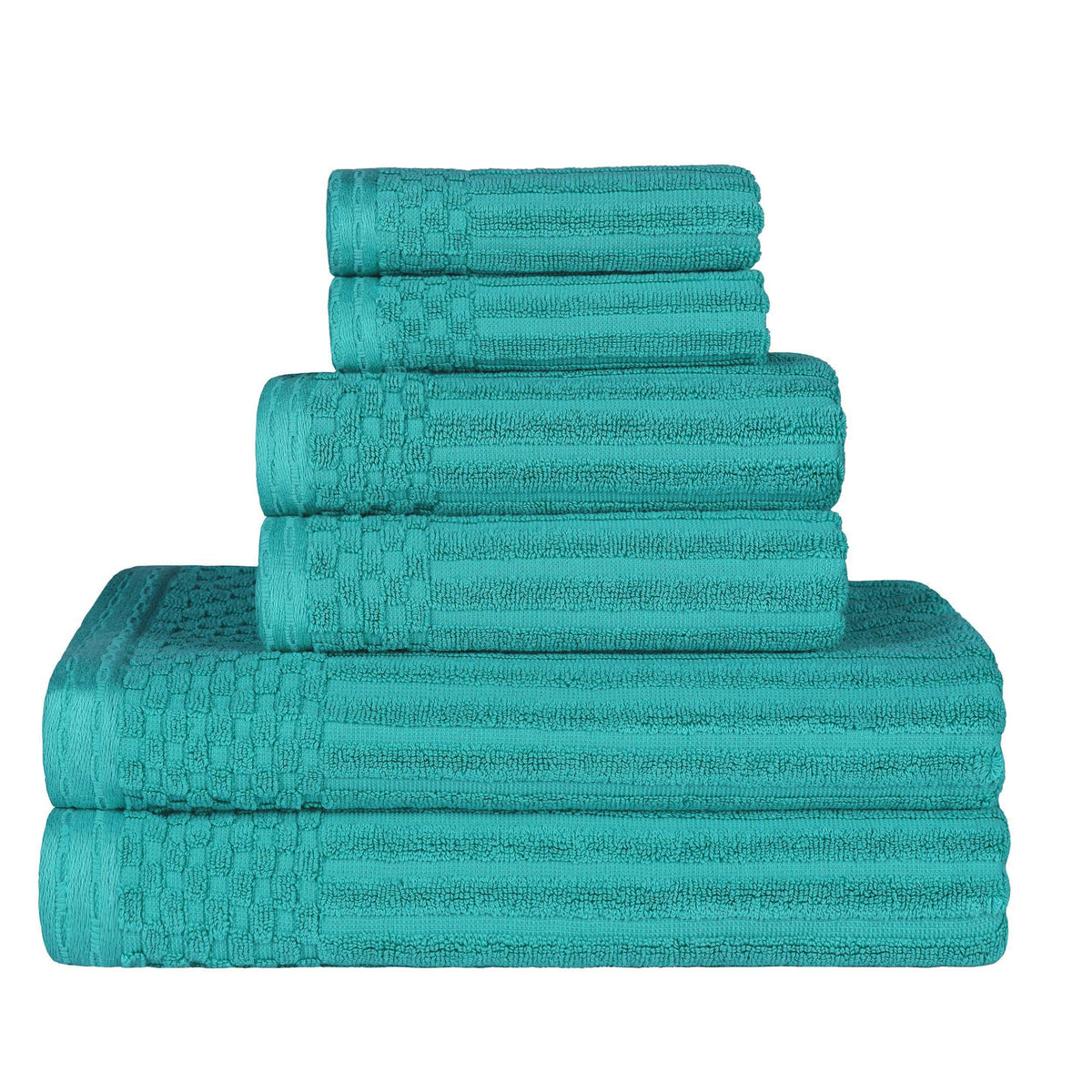 Cotton Ribbed Textured Medium Weight 6 Piece Towel Set - Blue Nile Mills