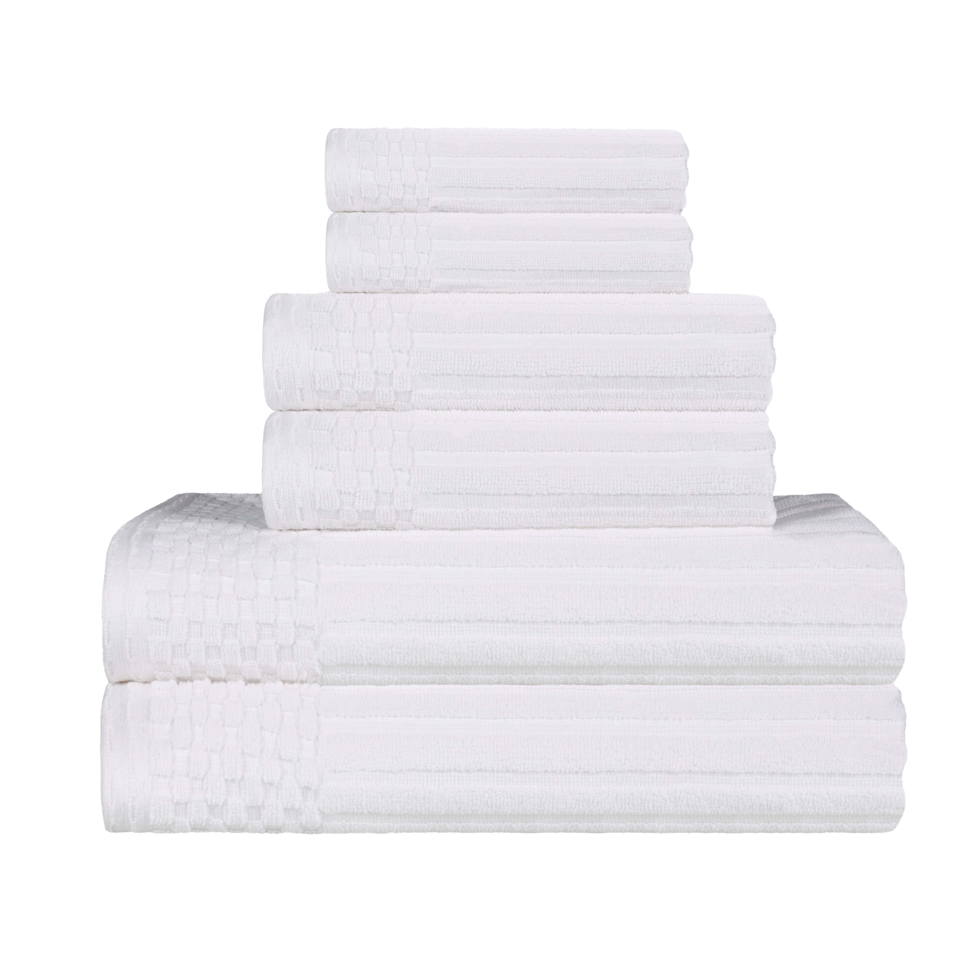 Cotton Ribbed Textured Medium Weight 6 Piece Towel Set - Blue Nile Mills
