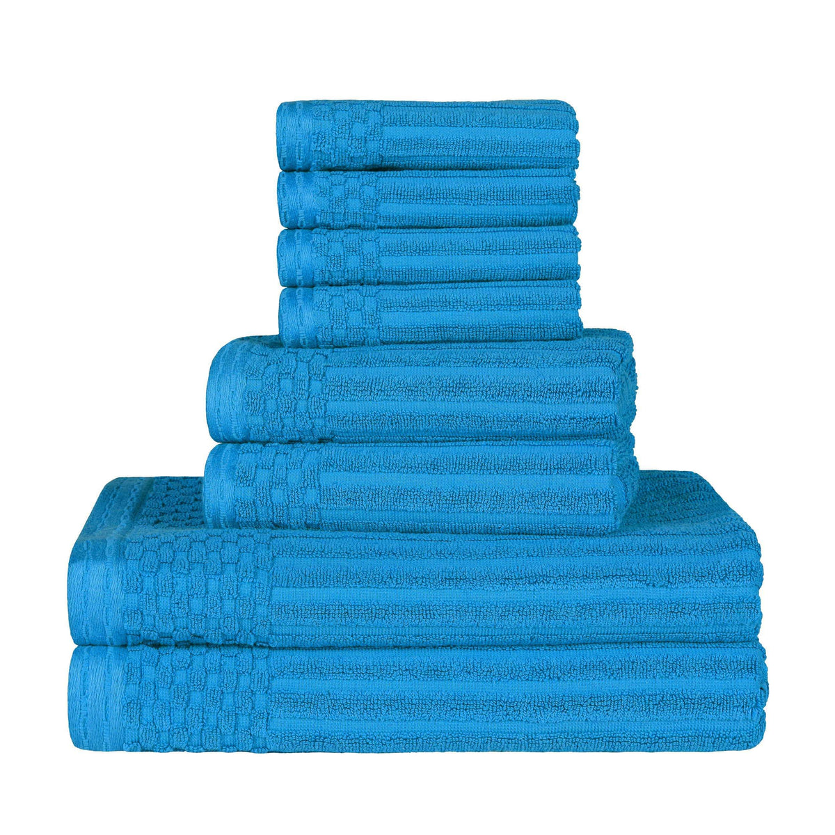 Cotton Ribbed Textured Medium Weight 8-Piece Towel Set - Blue Nile Mills