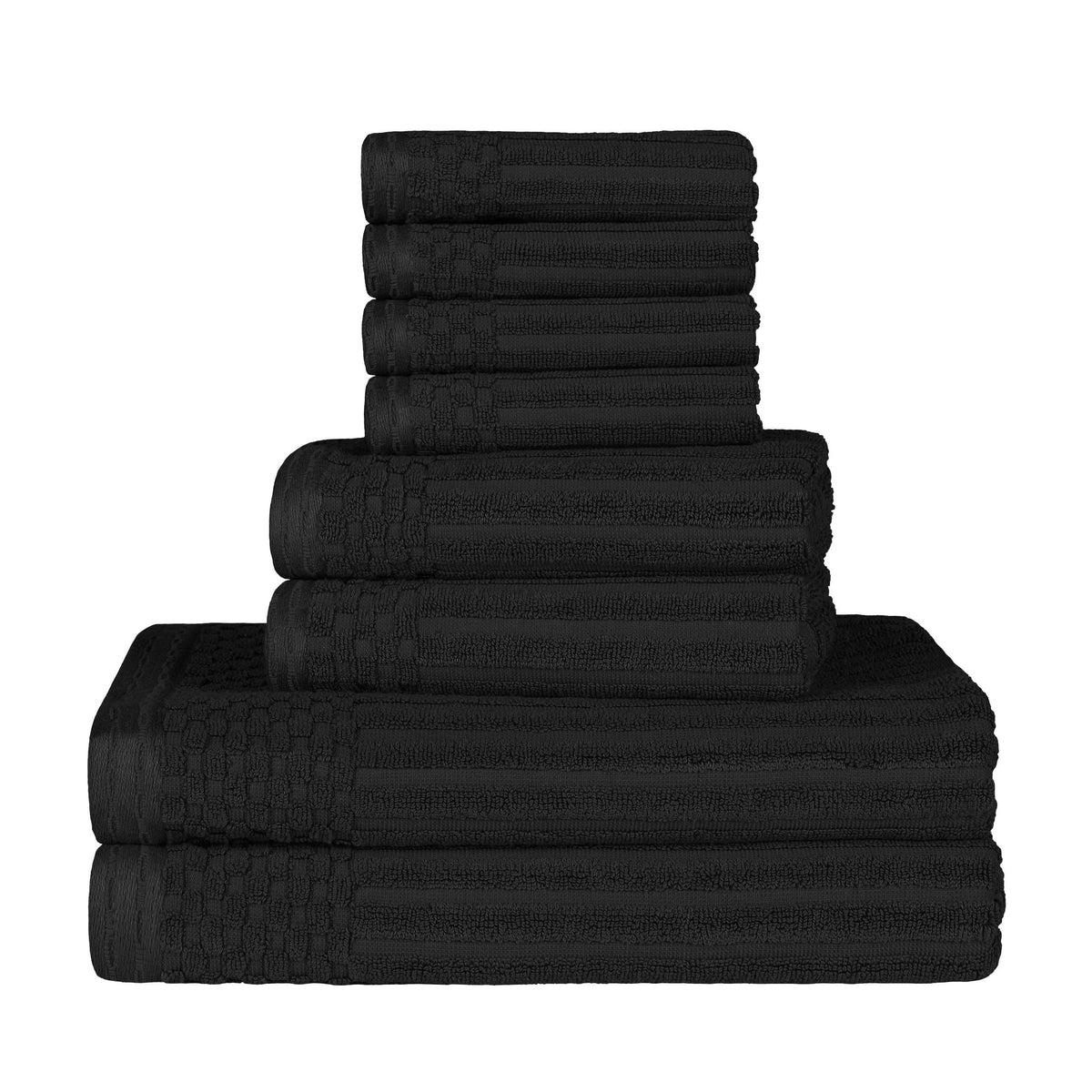 Cotton Ribbed Textured Medium Weight 8-Piece Towel Set - Blue Nile Mills