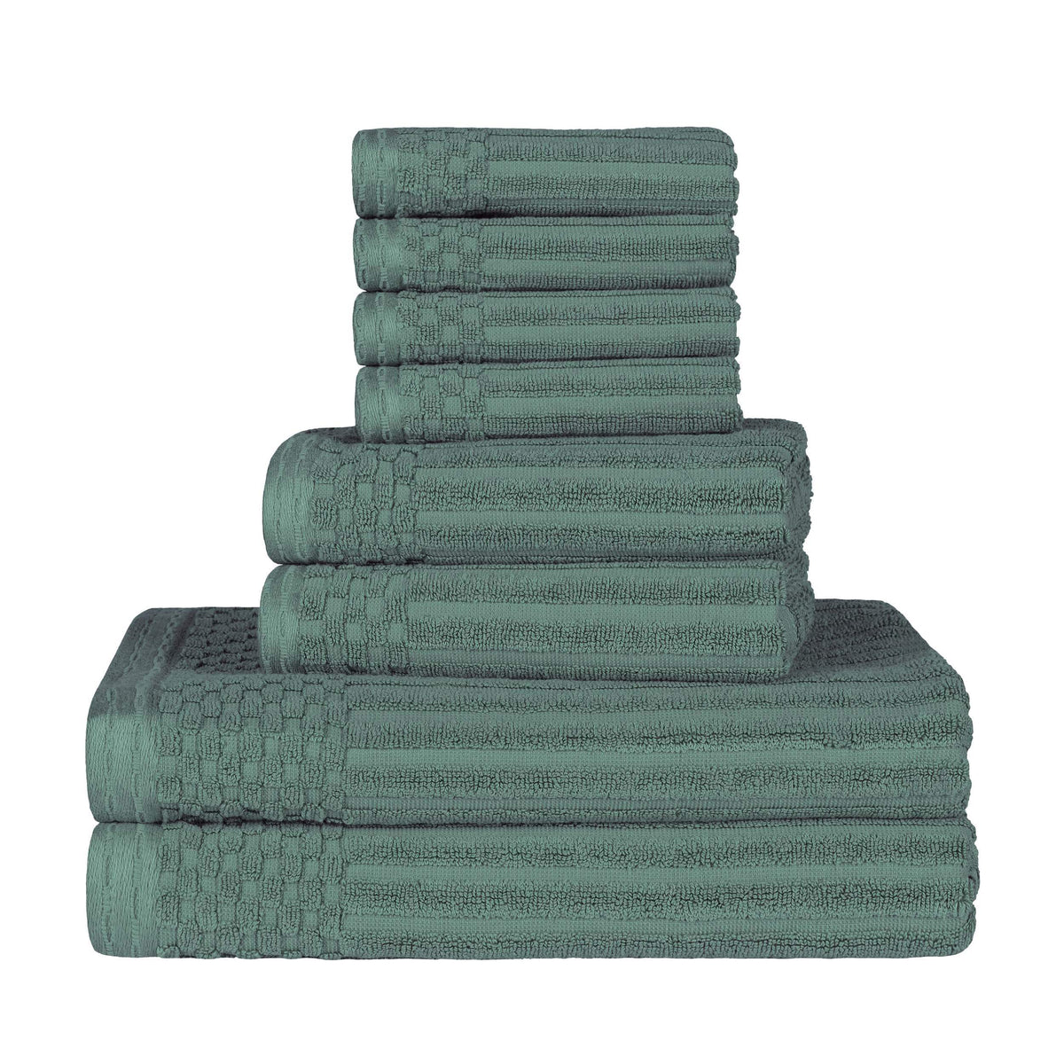 Cotton Ribbed Textured Medium Weight 8-Piece Towel Set - Blue Nile Mills