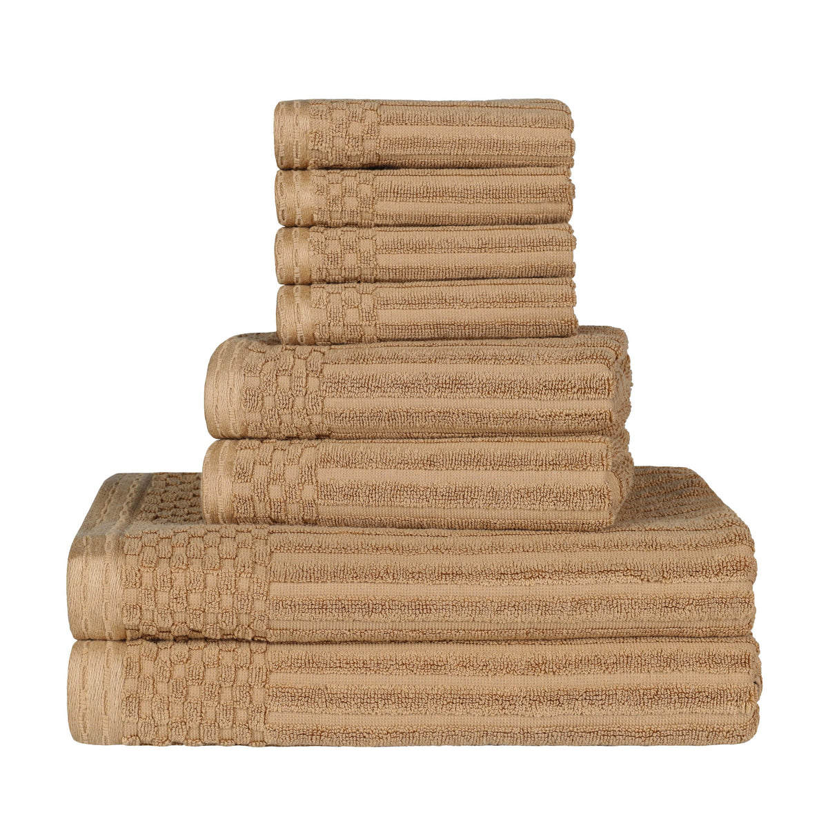 Cotton Ribbed Textured Medium Weight 8-Piece Towel Set - Blue Nile Mills
