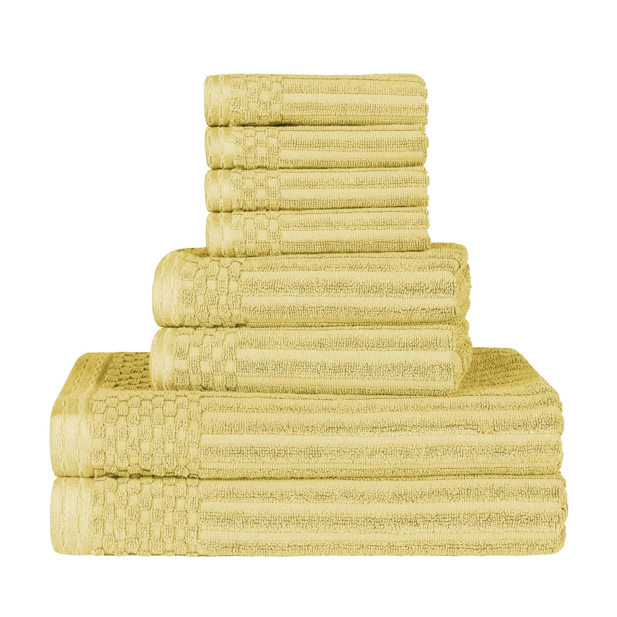 Cotton Ribbed Textured Medium Weight 8-Piece Towel Set - Blue Nile Mills