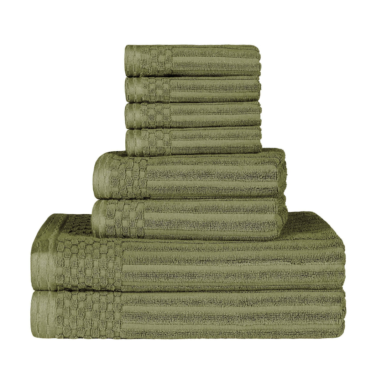 Cotton Ribbed Textured Medium Weight 8-Piece Towel Set - Blue Nile Mills